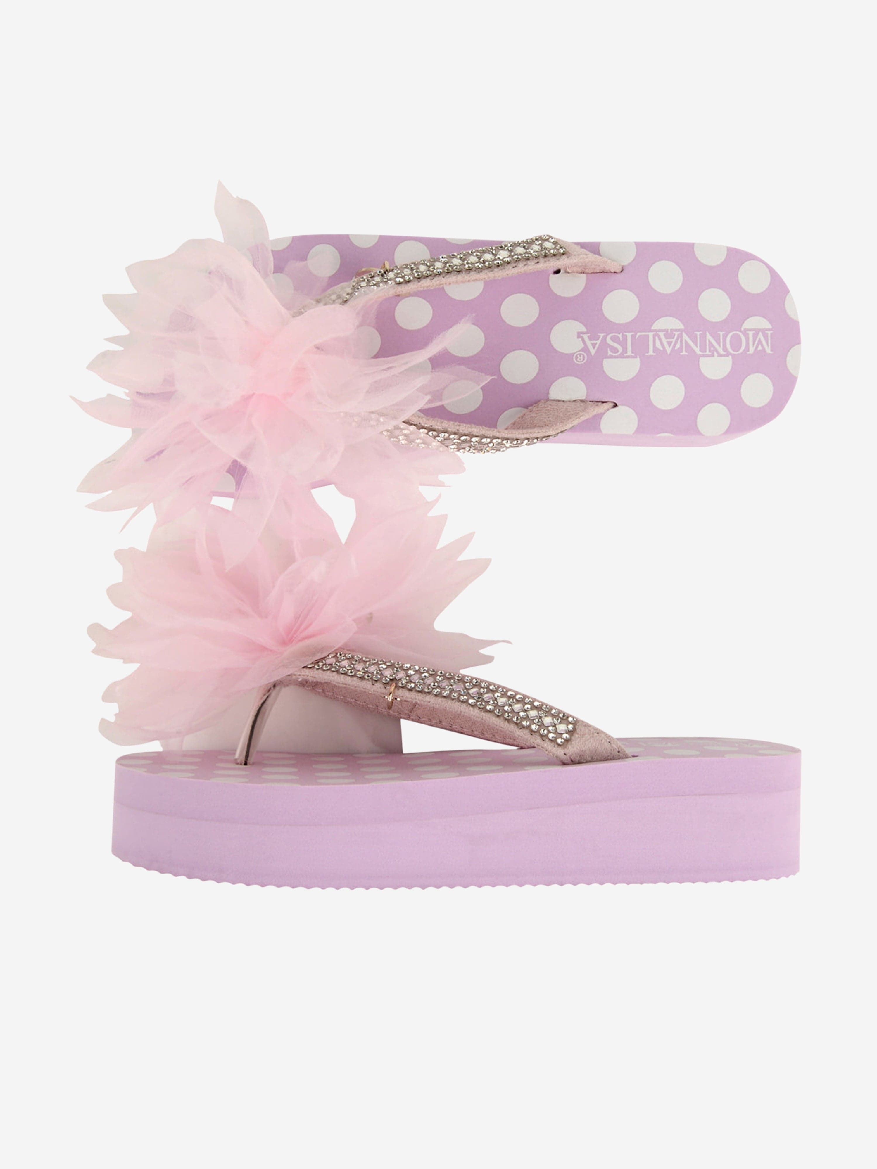 Monnalisa Diamante Flower Flip Flops