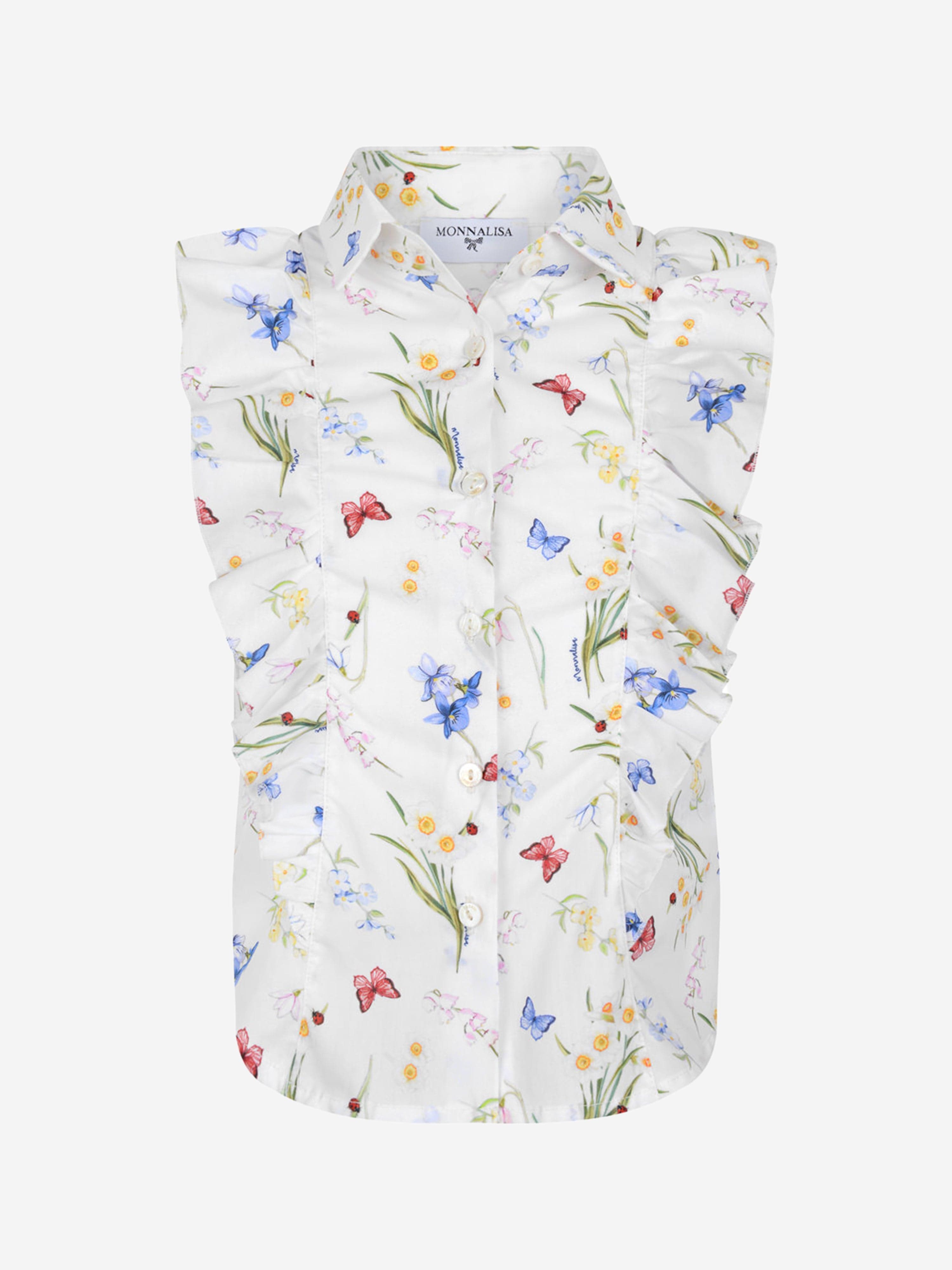 Monnalisa Girls Blouse - Cotton Floral Blouse