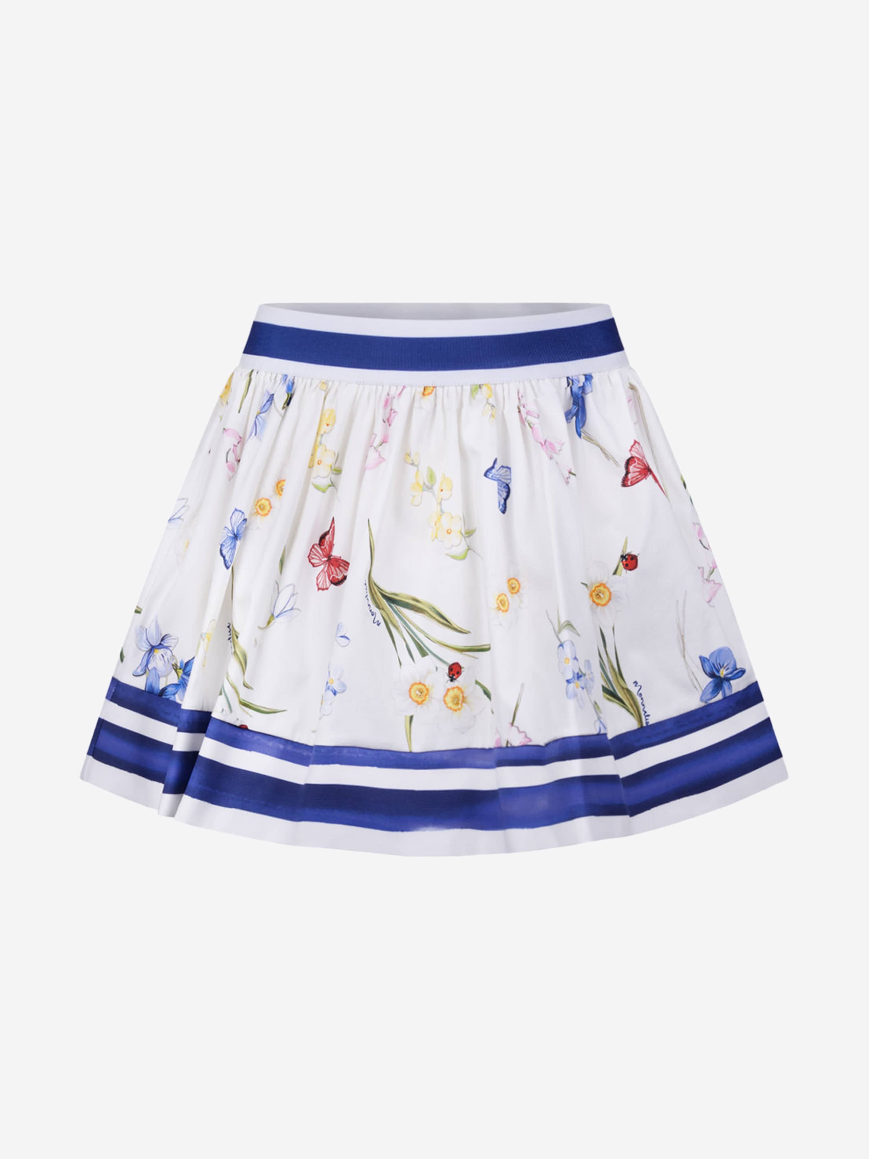 Monnalisa Girls Skirt - Cotton Floral Skirt