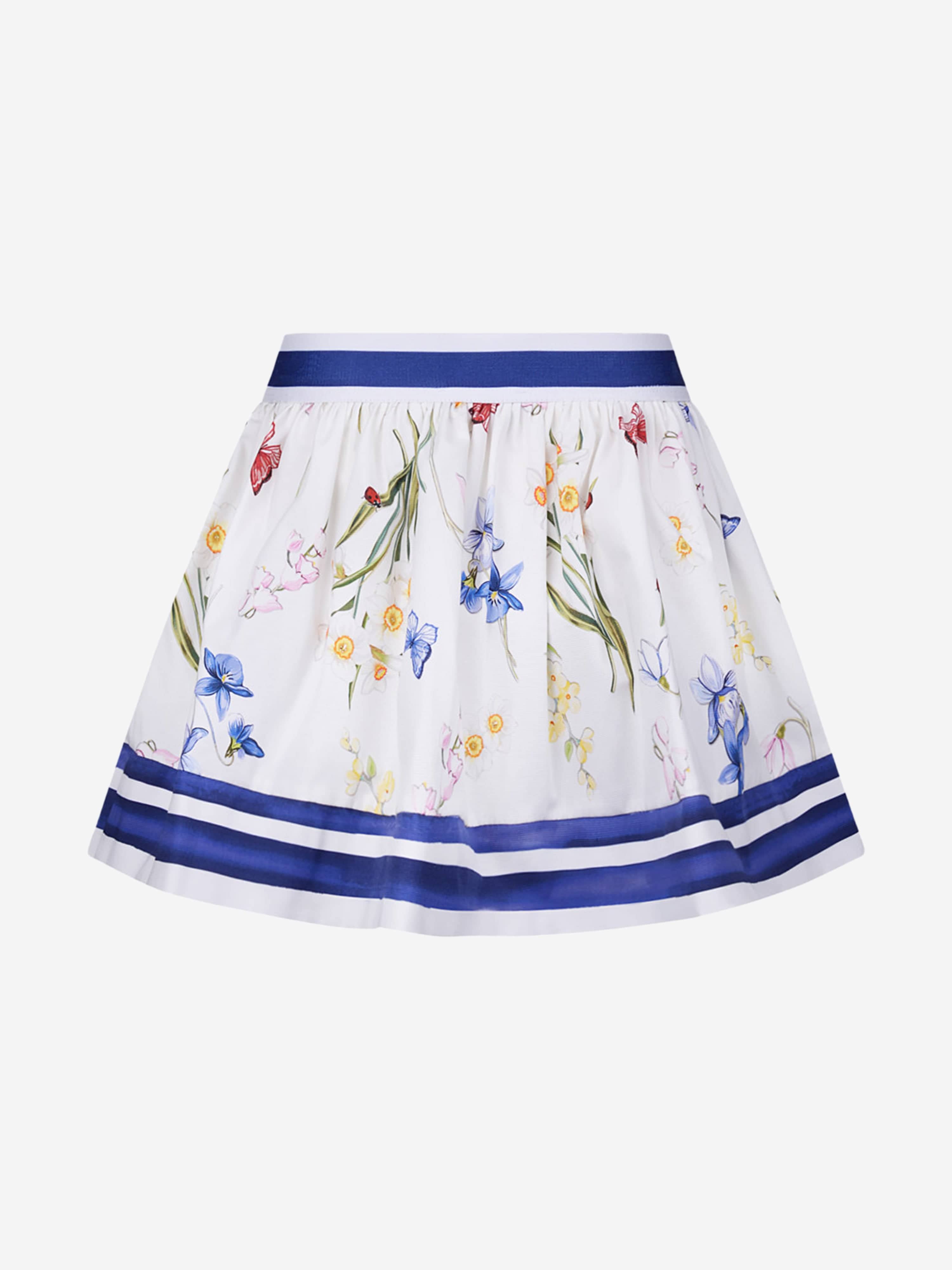 Monnalisa Girls Skirt - Cotton Floral Skirt