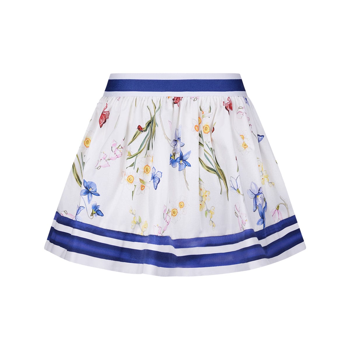 Monnalisa Girls Skirt - Cotton Floral Skirt