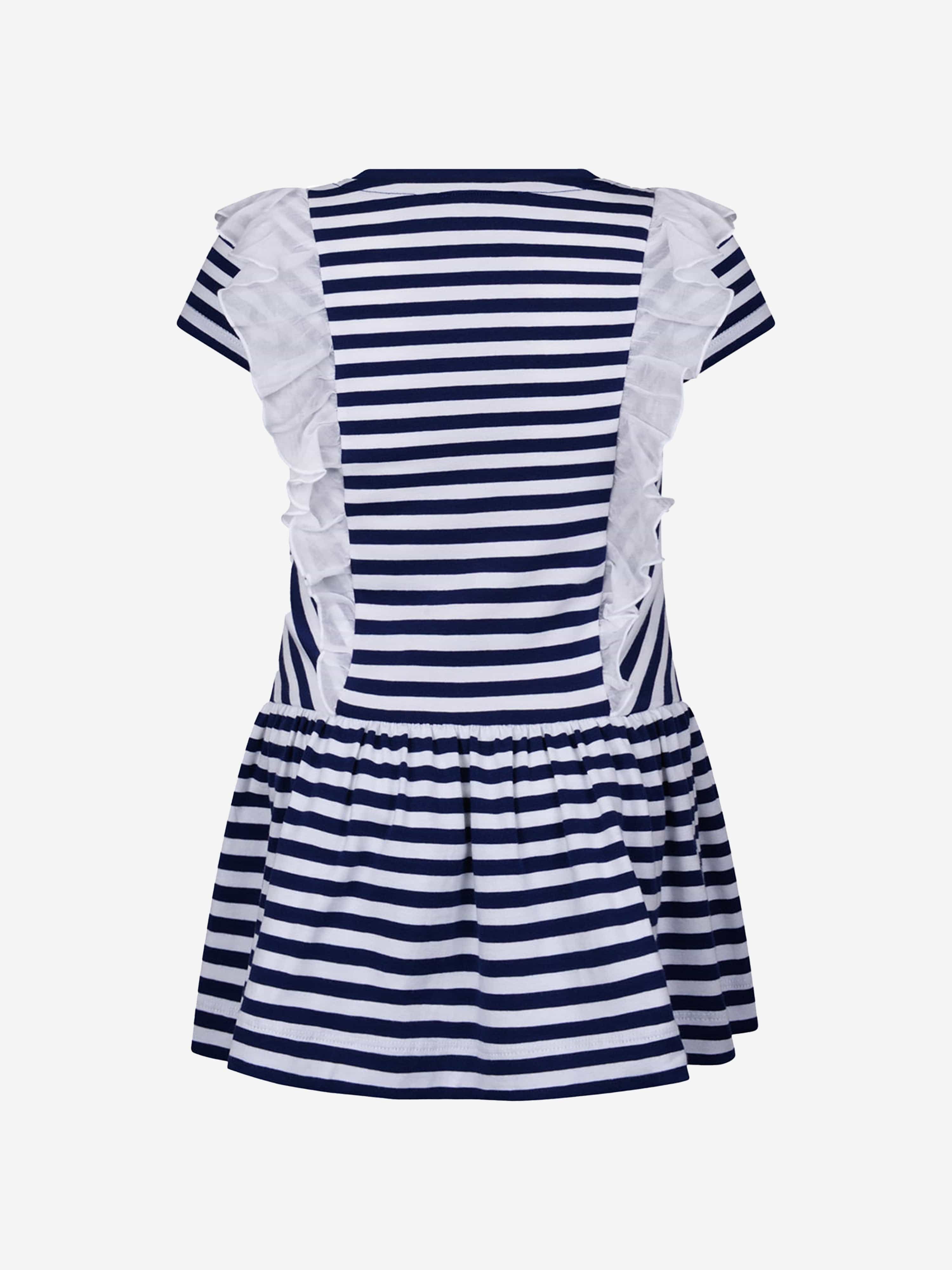 Monnalisa Girls Dress - Striped Cotton Jersey Dress