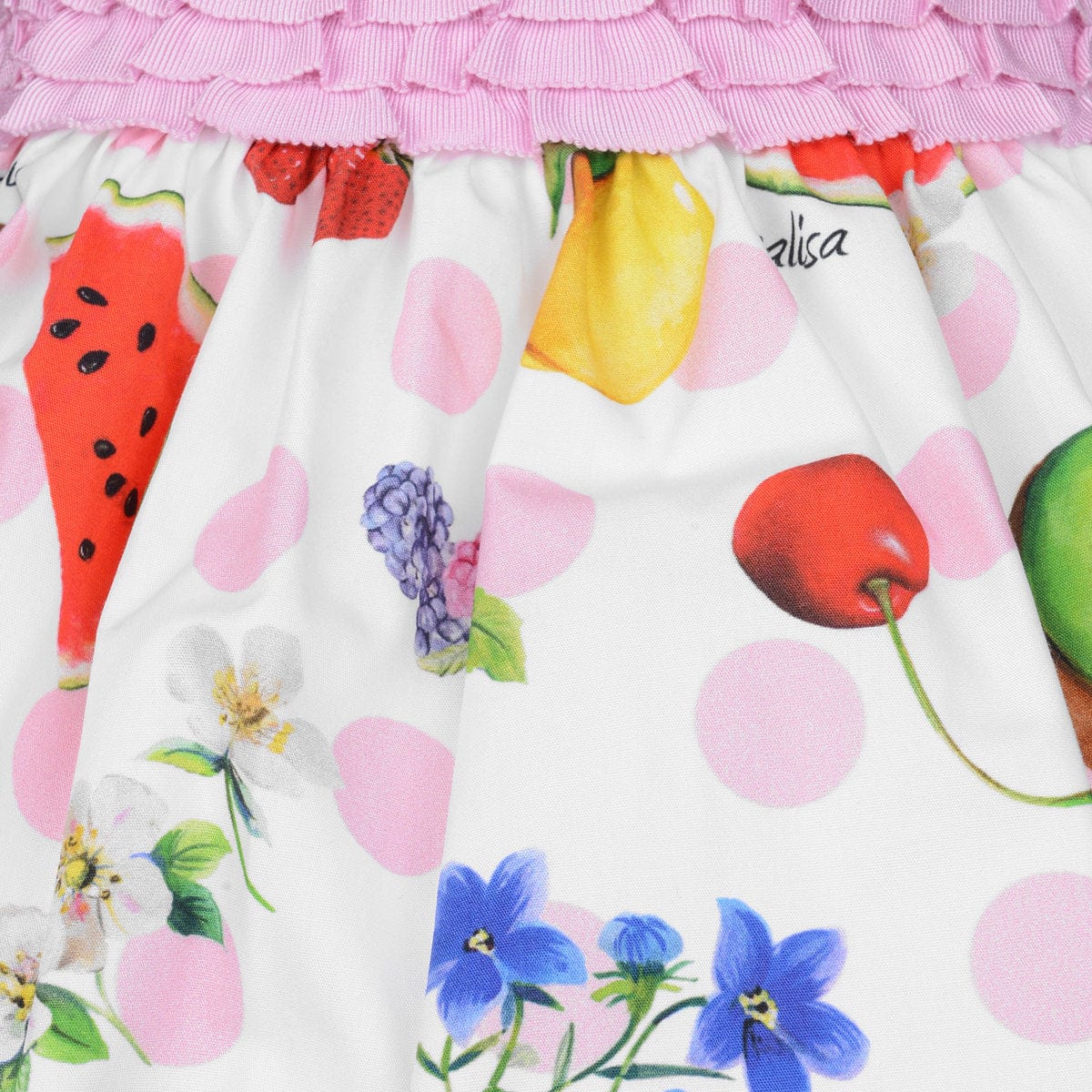 Monnalisa Baby Girls Skirt - Cotton Summer Fruits Skirt