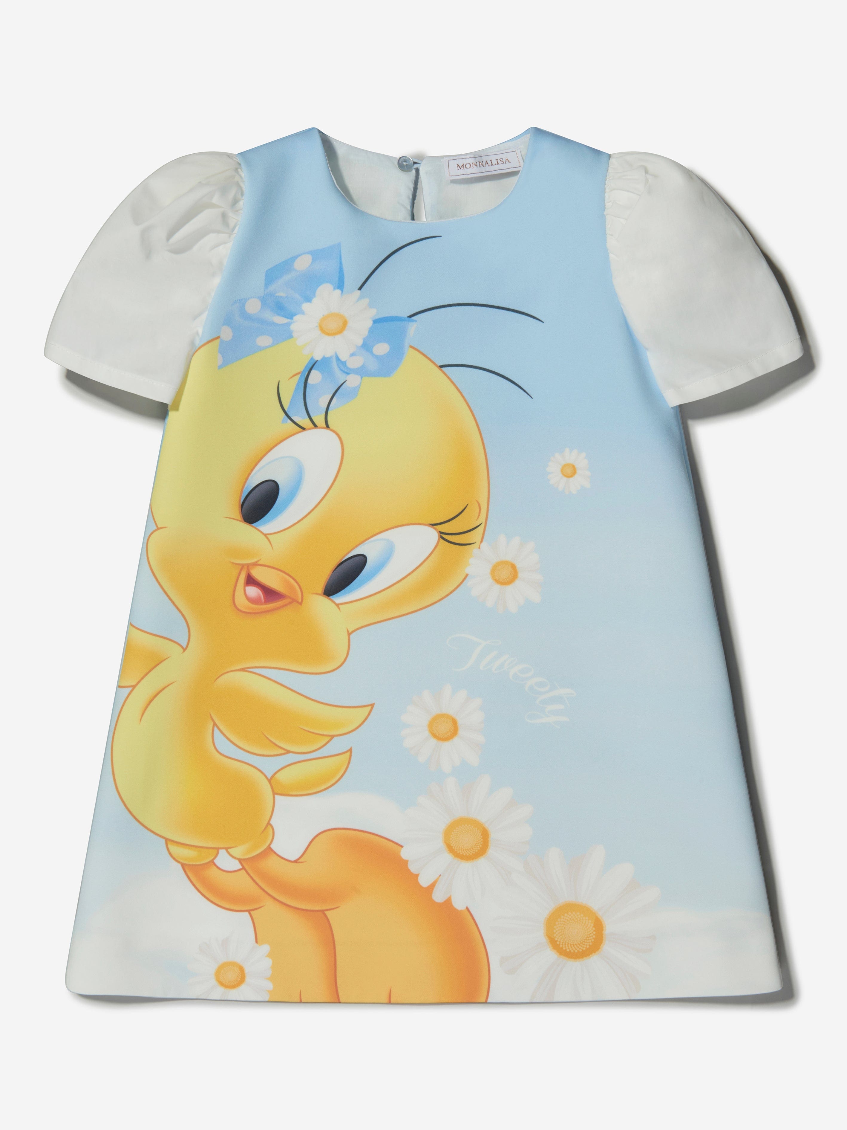 Monnalisa Girls Tweety In The Clouds Crepe Dress