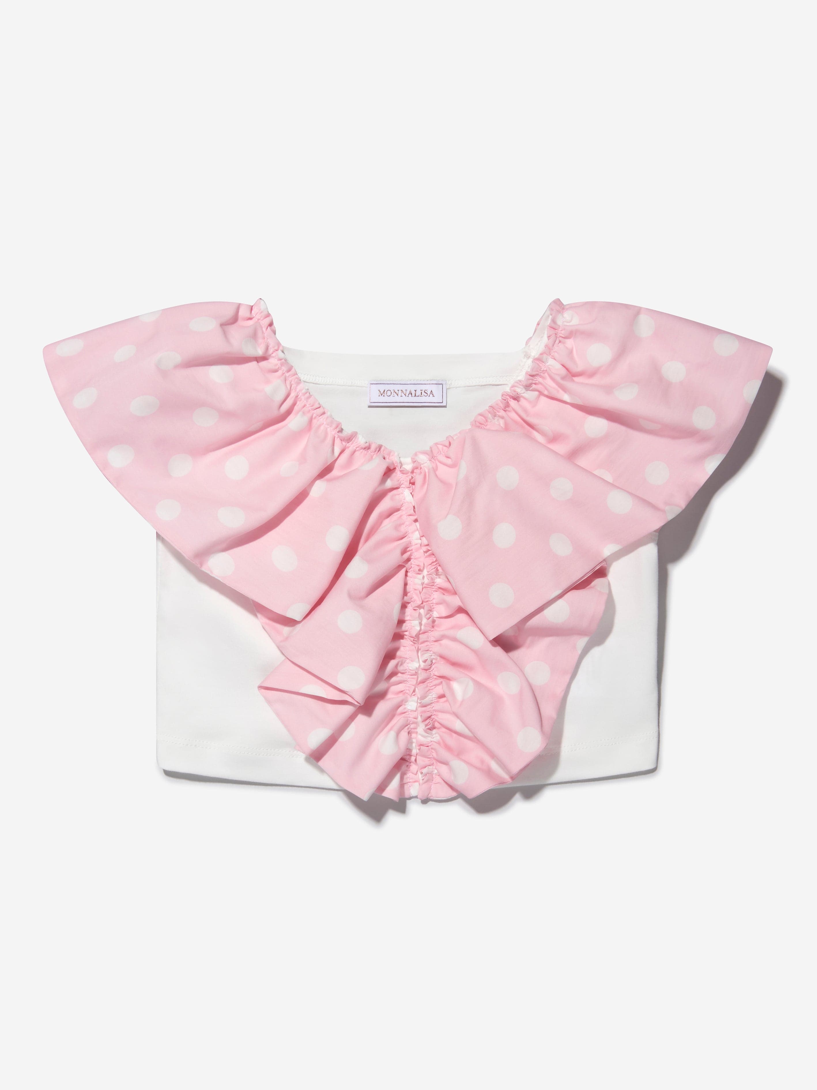 Monnalisa Girls Cotton Ruffle Trim Top