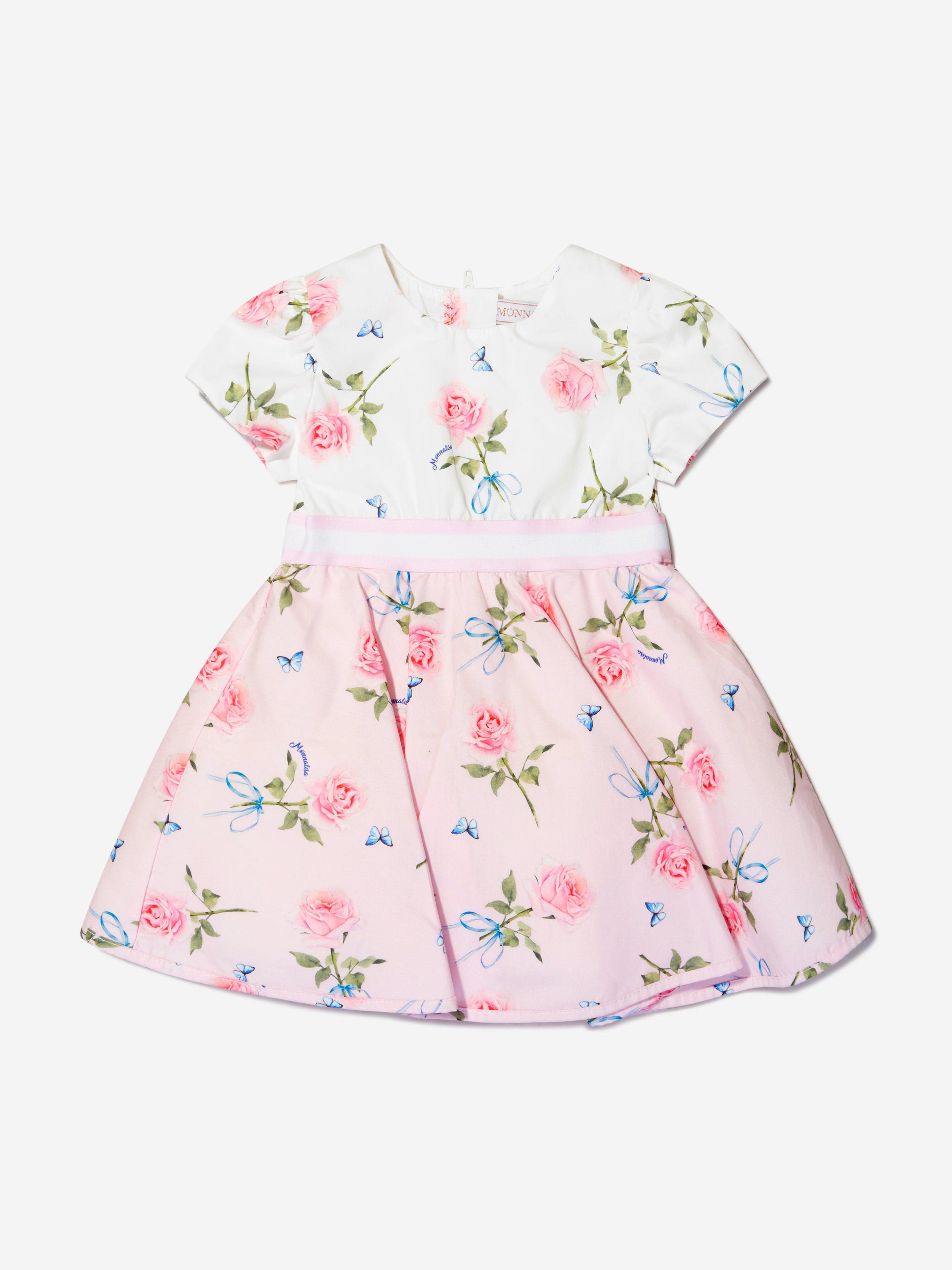 Monnalisa Baby Girls Cotton Rose Print Dress