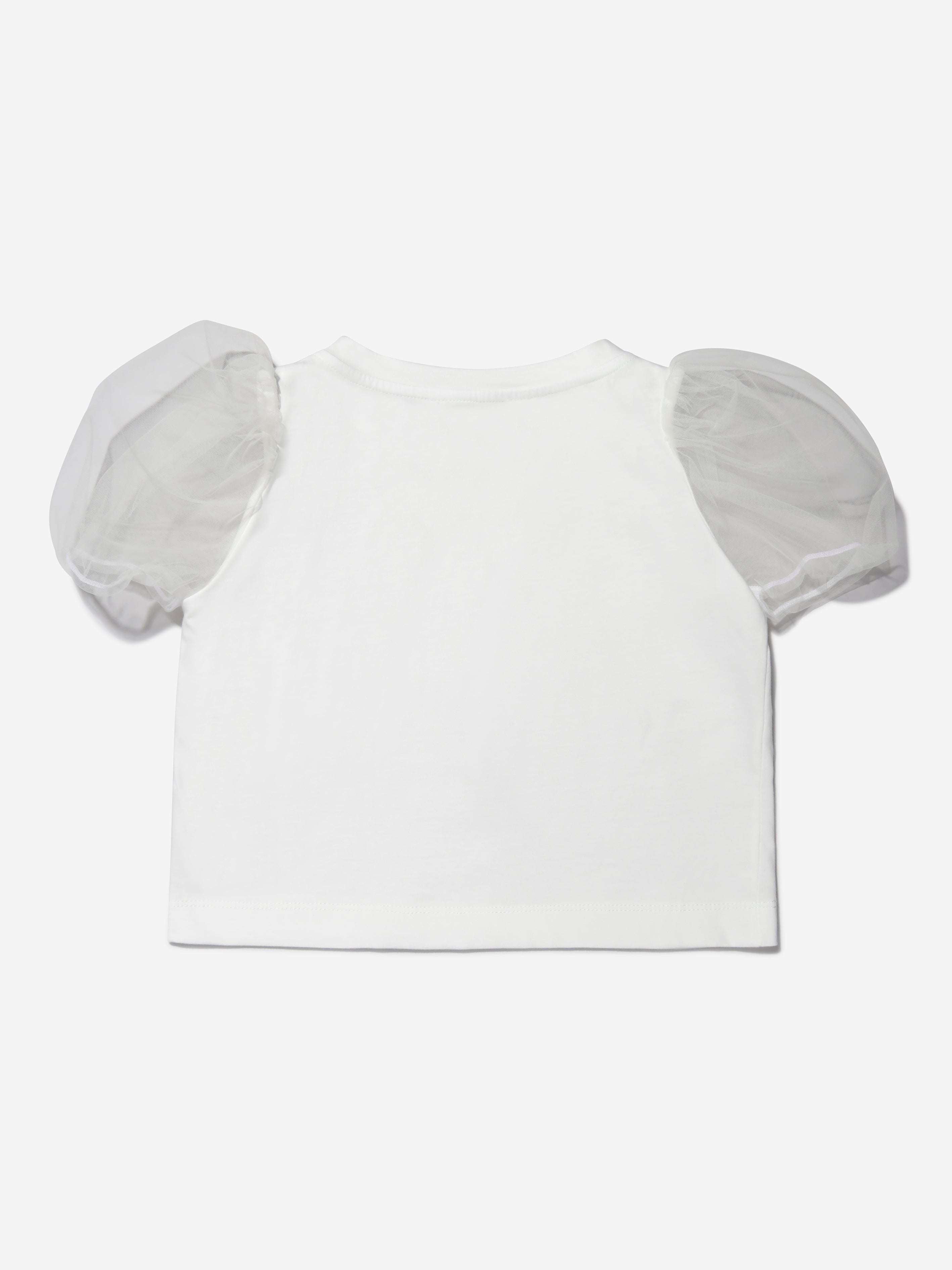 Monnalisa Girls Cotton And Tulle Rose T-Shirt