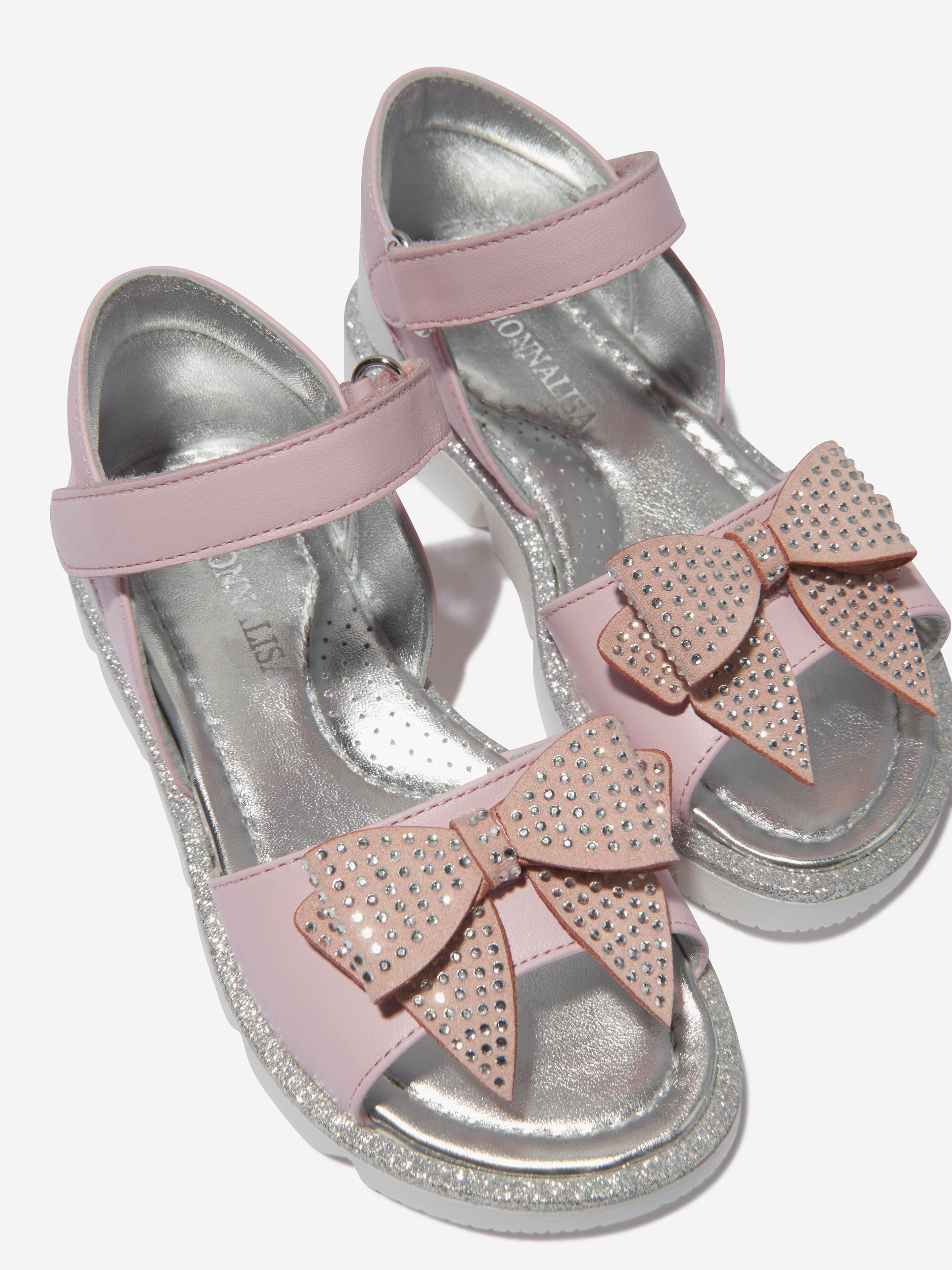 Monnalisa Girls Glitter Bow Sandals