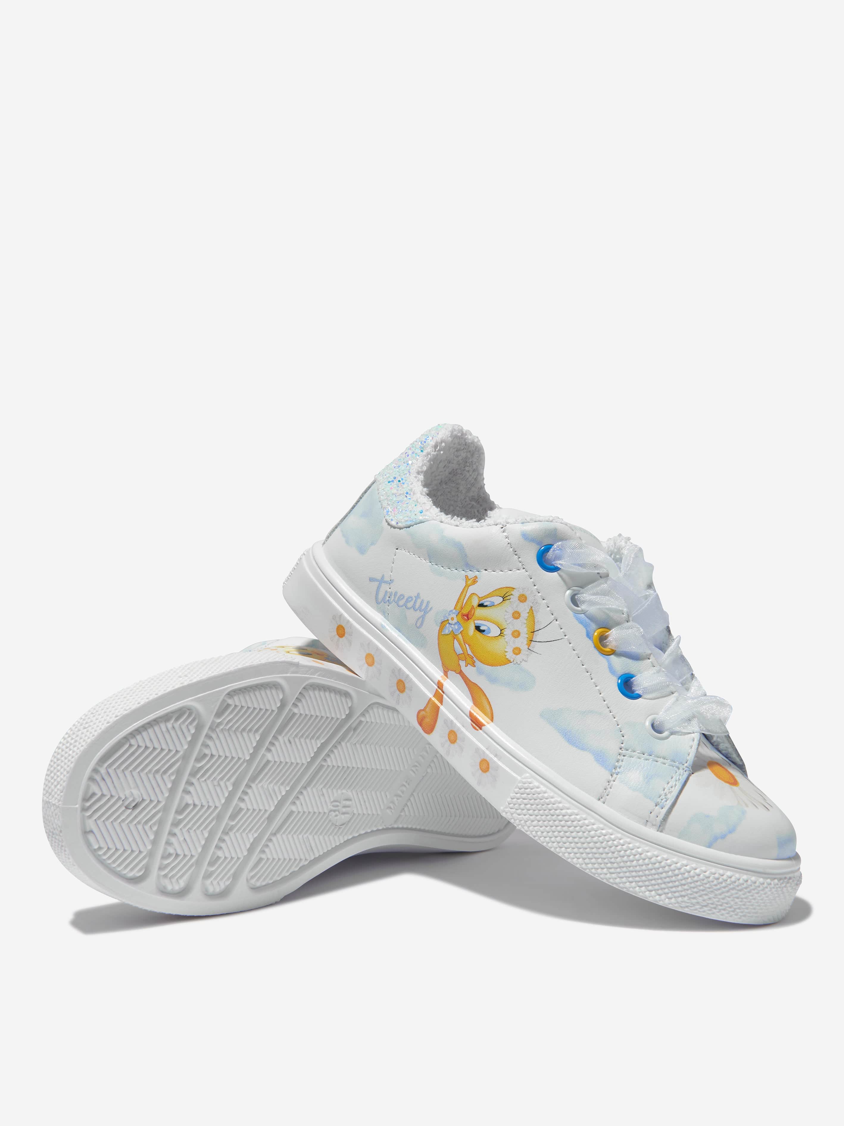 Monnalisa Girls Leather Lace Up Tweety Trainers