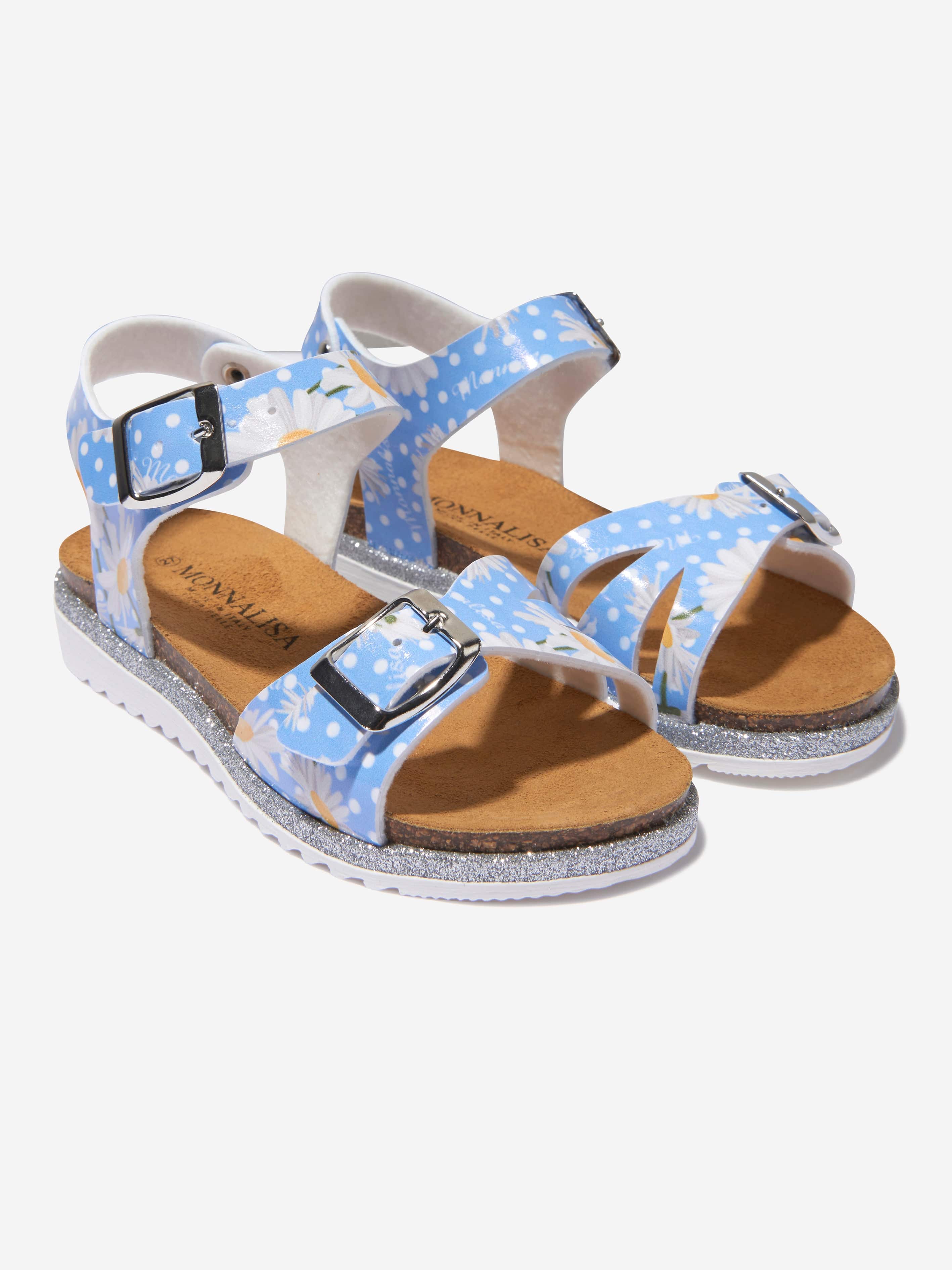 Monnalisa Girls Faux Leather Daisy Sandals