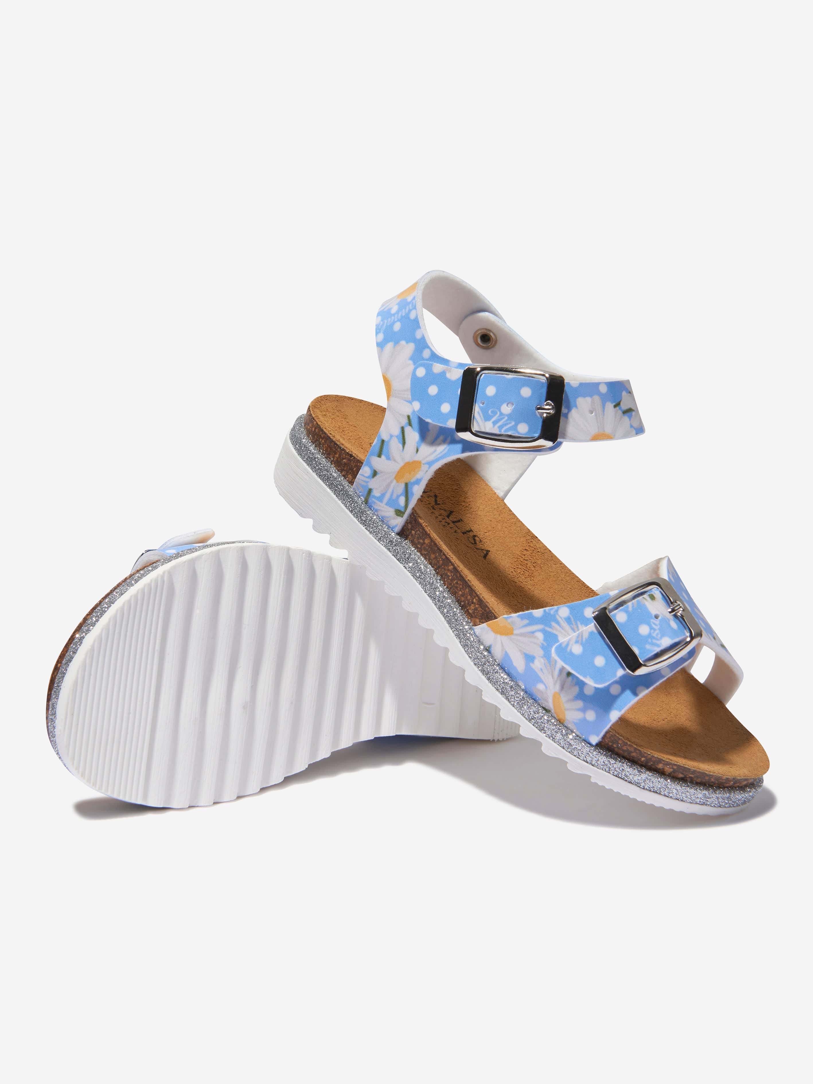 Monnalisa Girls Faux Leather Daisy Sandals