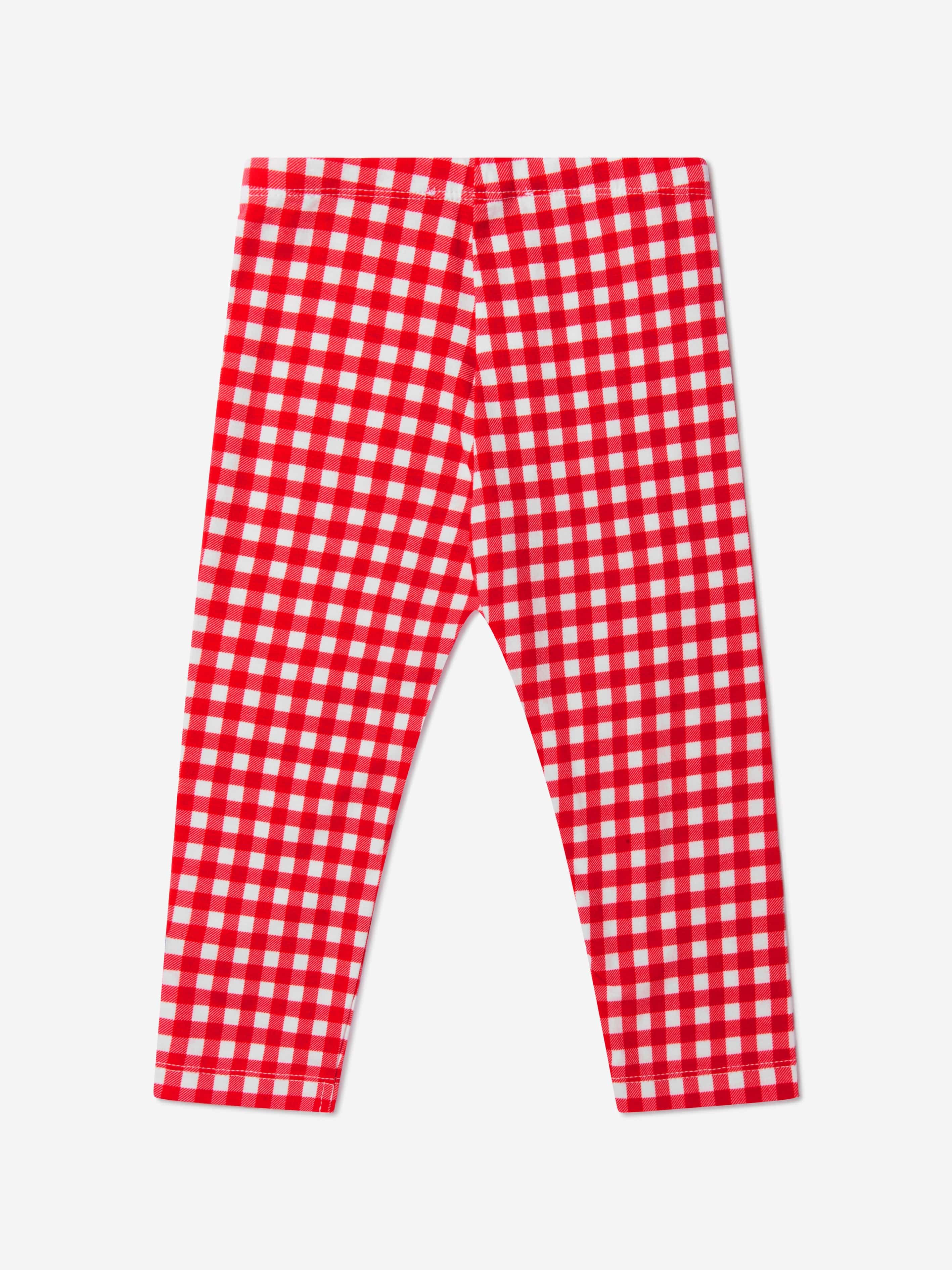 Monnalisa Girls Cotton Gingham Teddy Leggings