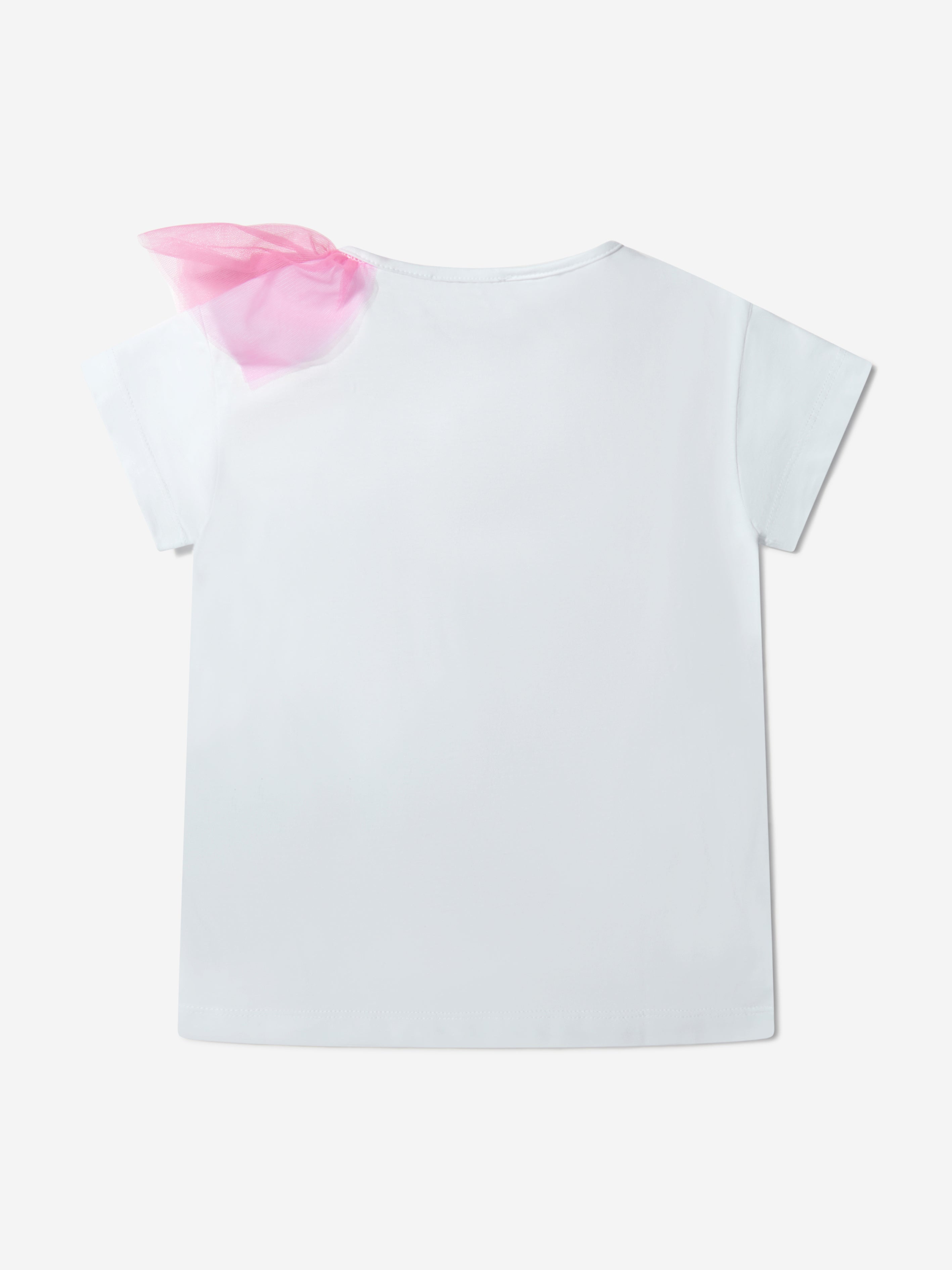 Monnalisa Girls Cotton T-Shirt With Tulle Skirt Detail