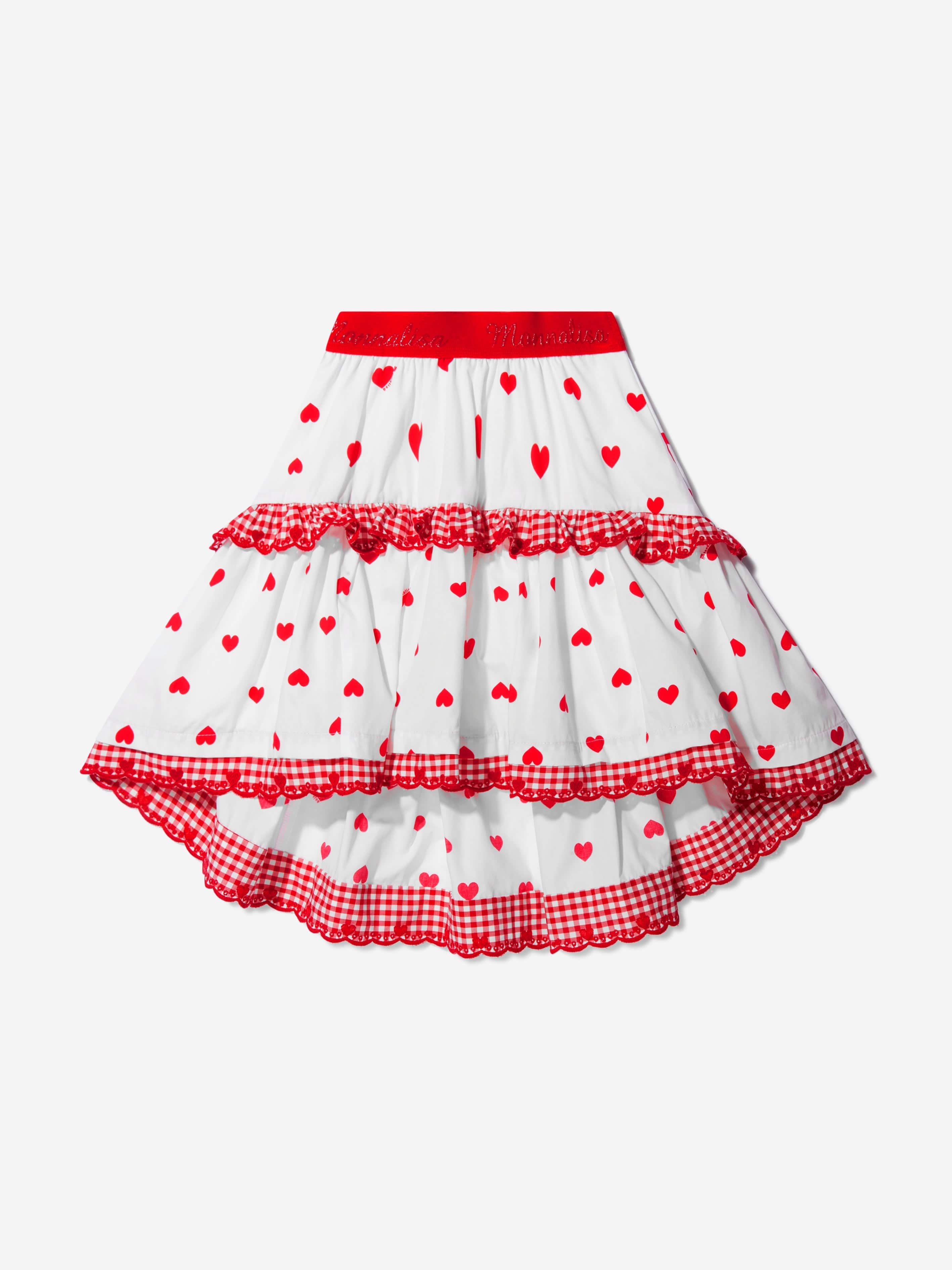 Monnalisa Girls Cotton Heart Print Skirt