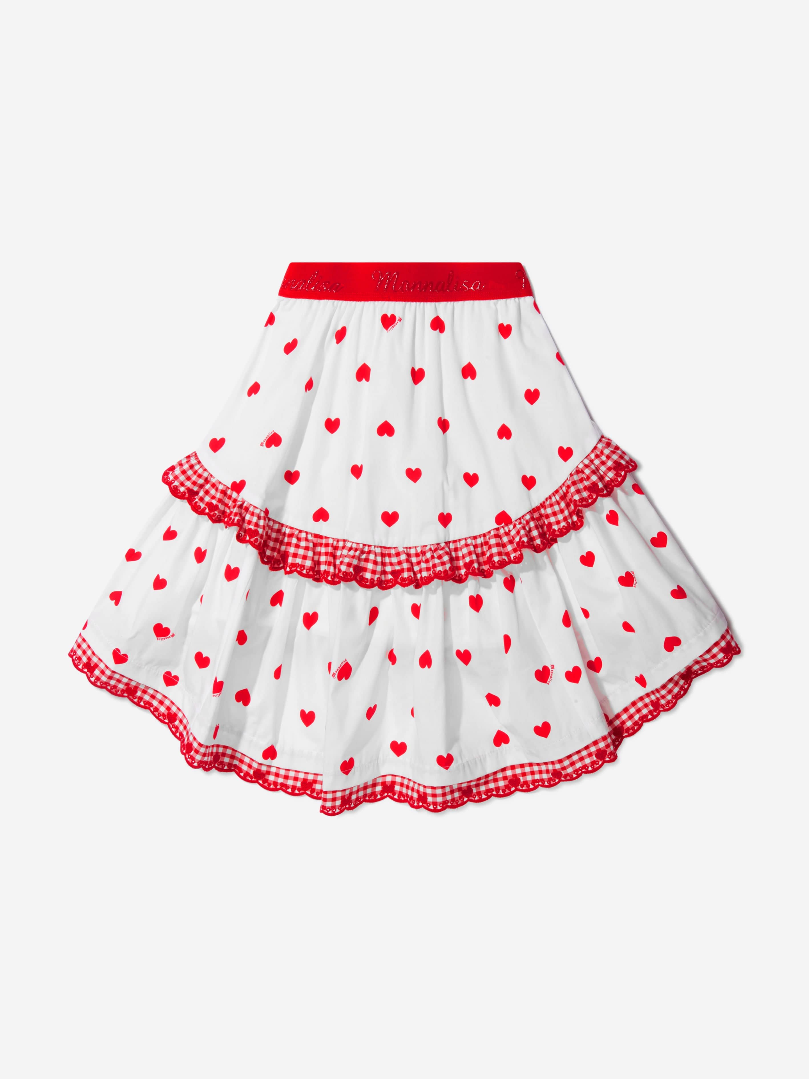 Monnalisa Girls Cotton Heart Print Skirt