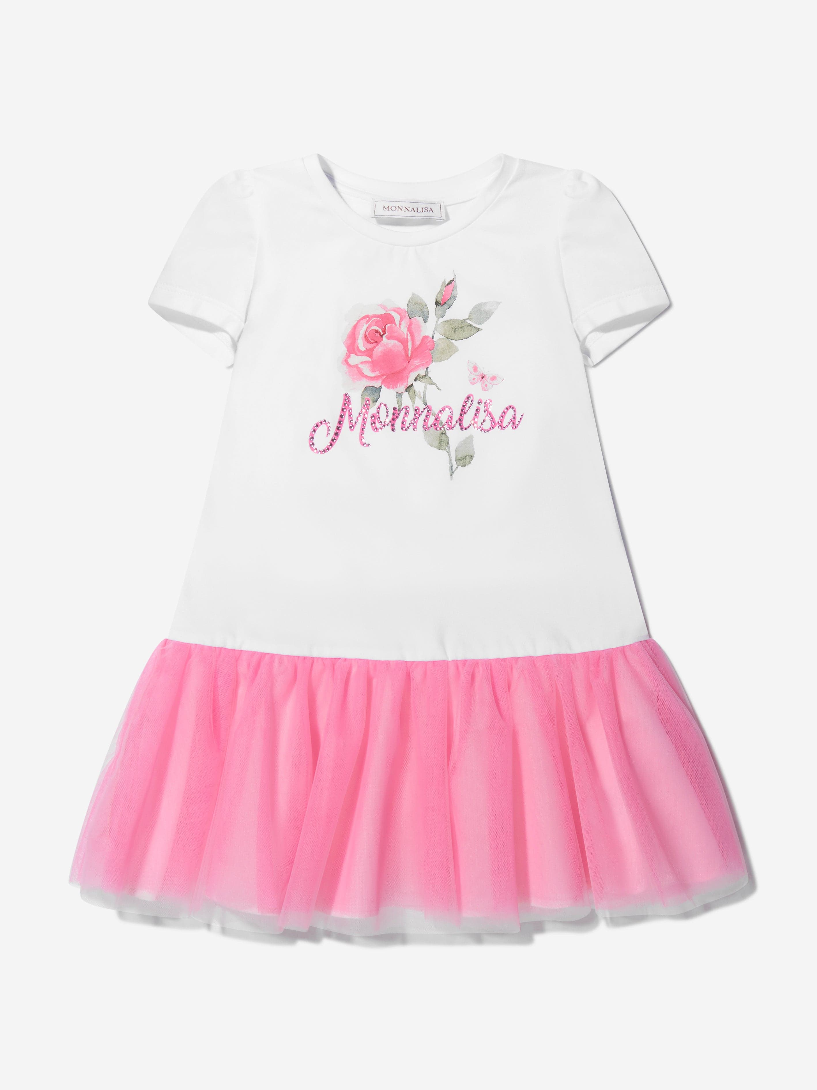 Monnalisa Girls Cotton Jersey Rose Dress