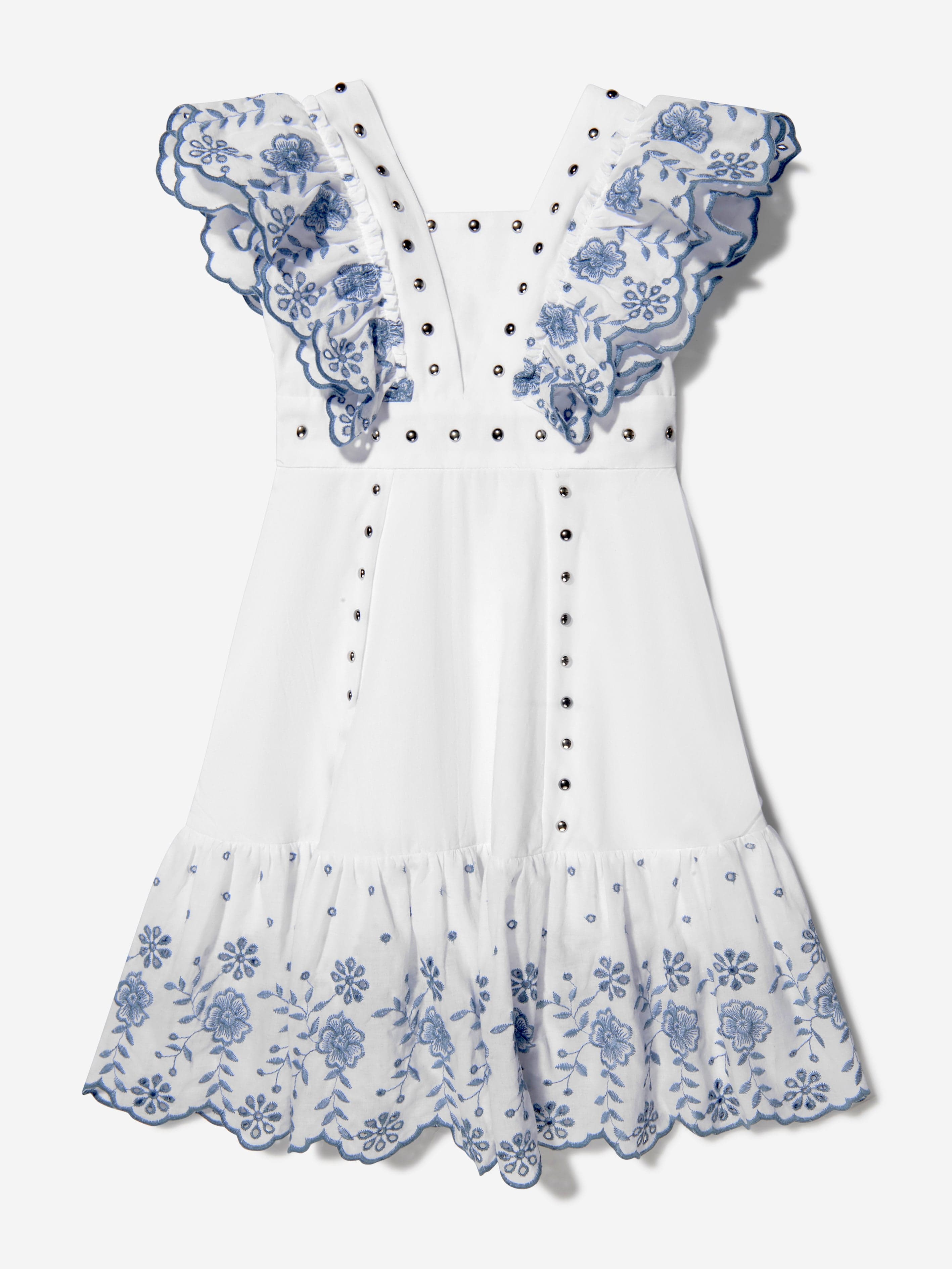 Monnalisa Girls Cotton Broderie Anglaise Dress