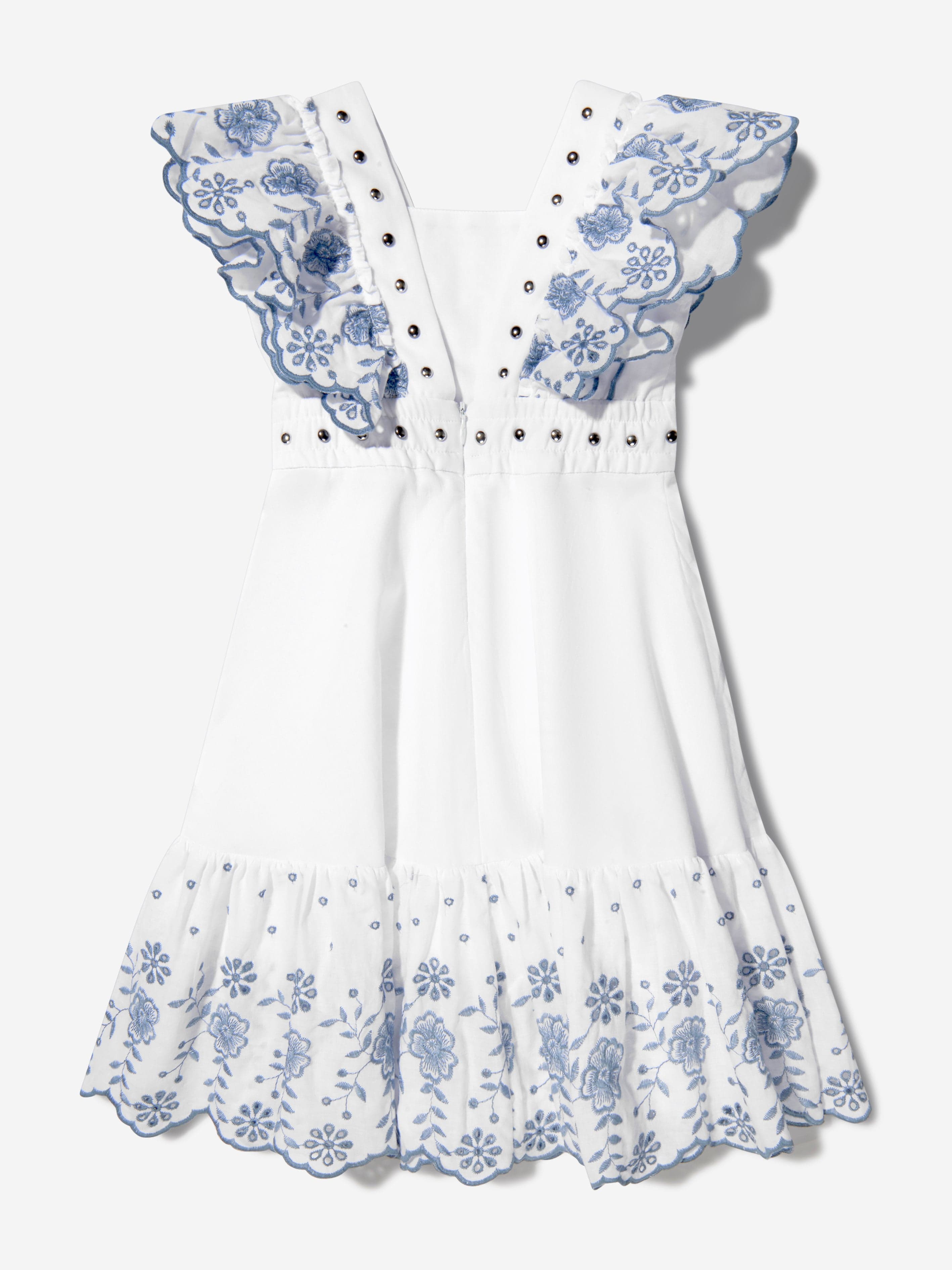 Monnalisa Girls Cotton Broderie Anglaise Dress