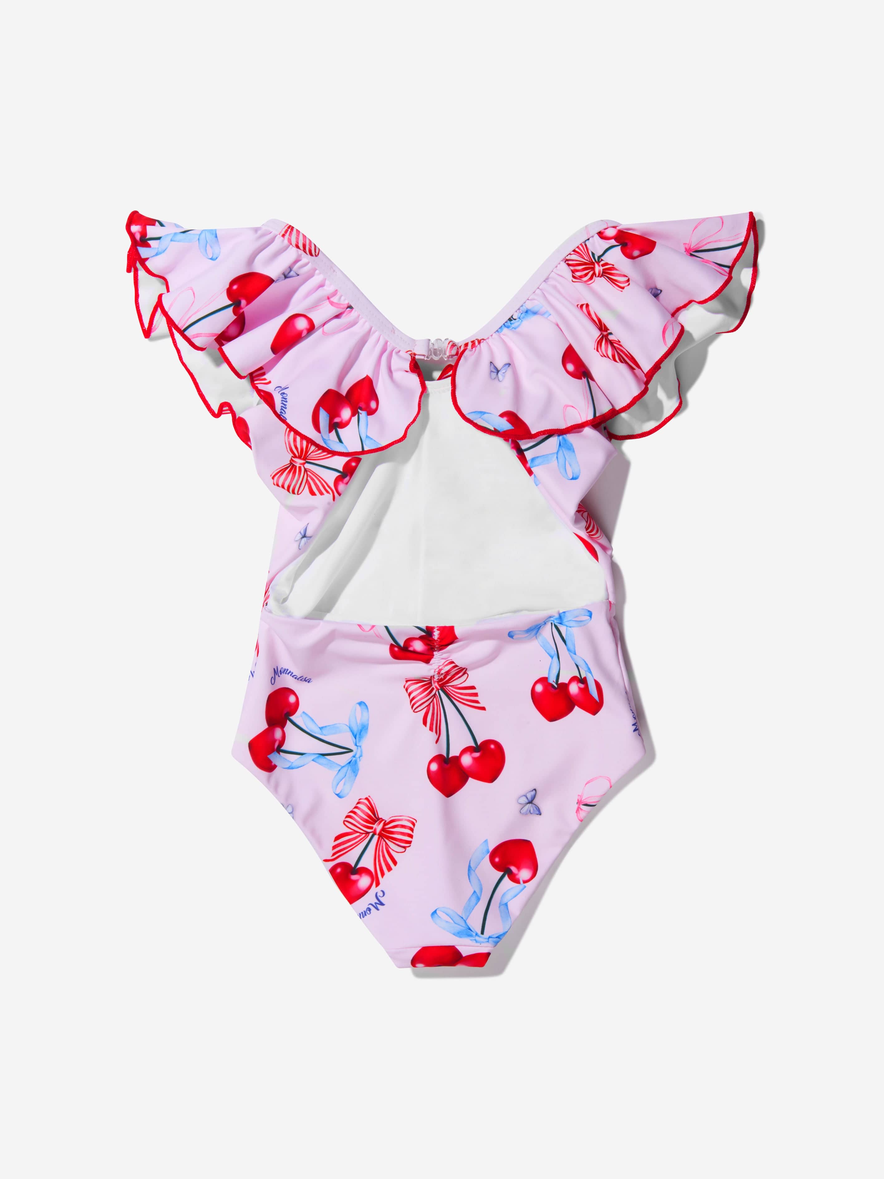 Monnalisa Girls Cherry Print Swimsuit