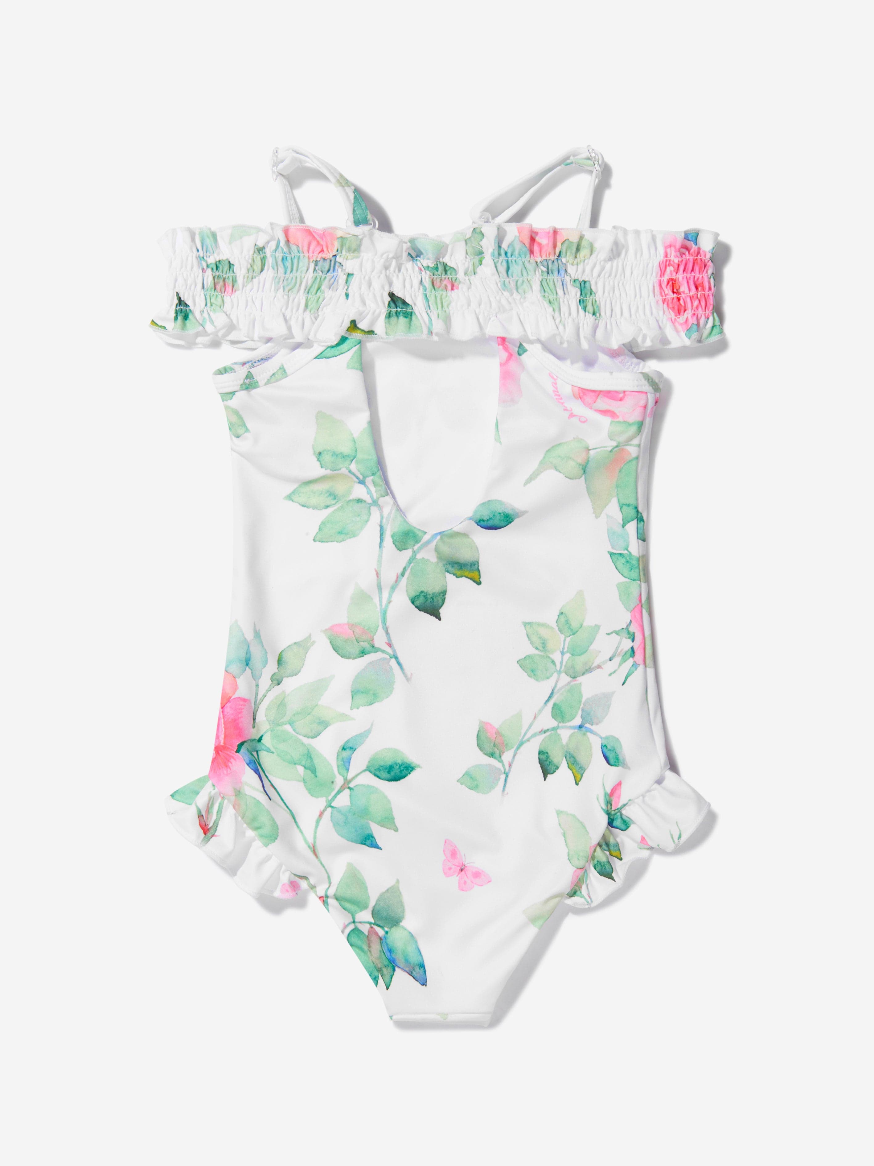 Monnalisa Girls Rose Bloom Print Swimsuit