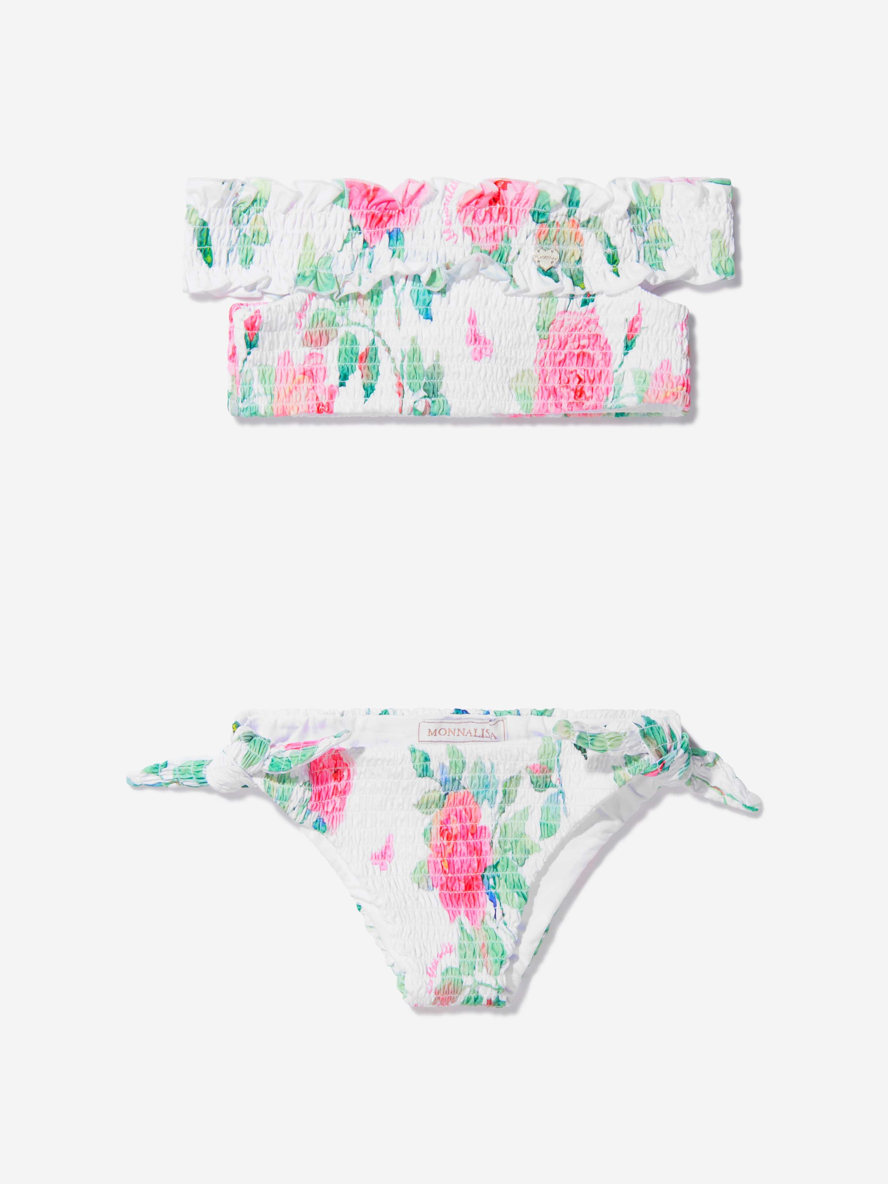 Monnalisa Girls Rose Bloom Print Bikini