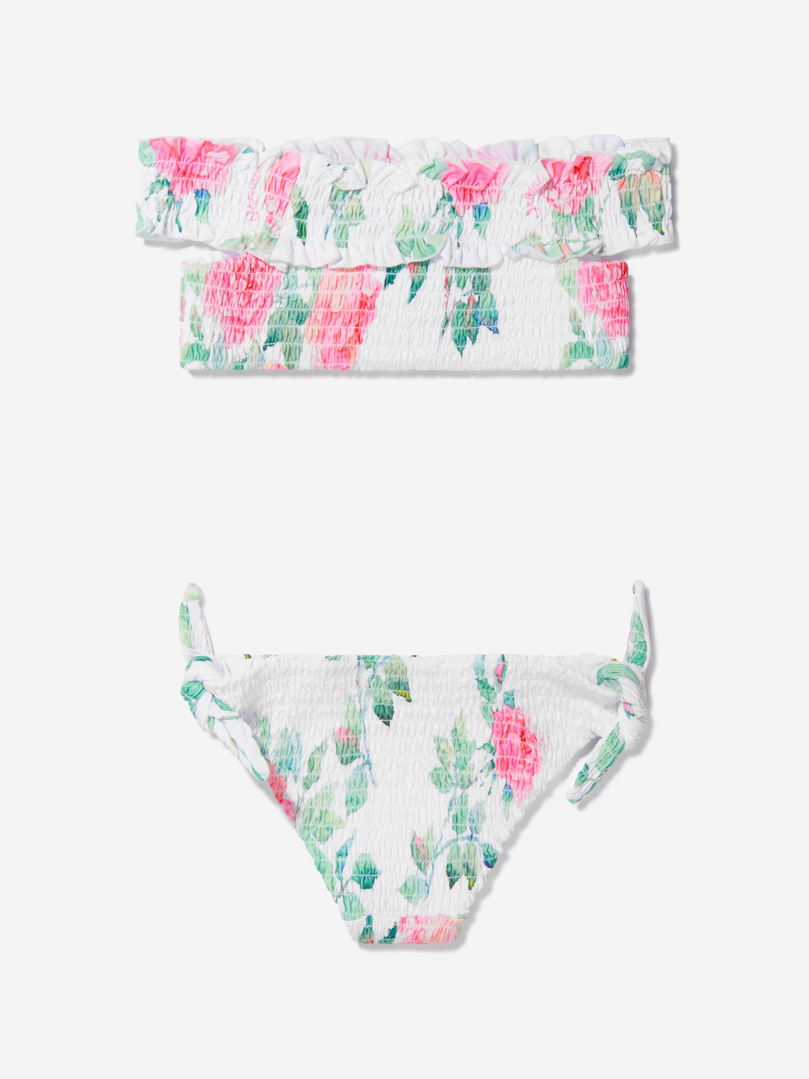 Monnalisa Girls Rose Bloom Print Bikini