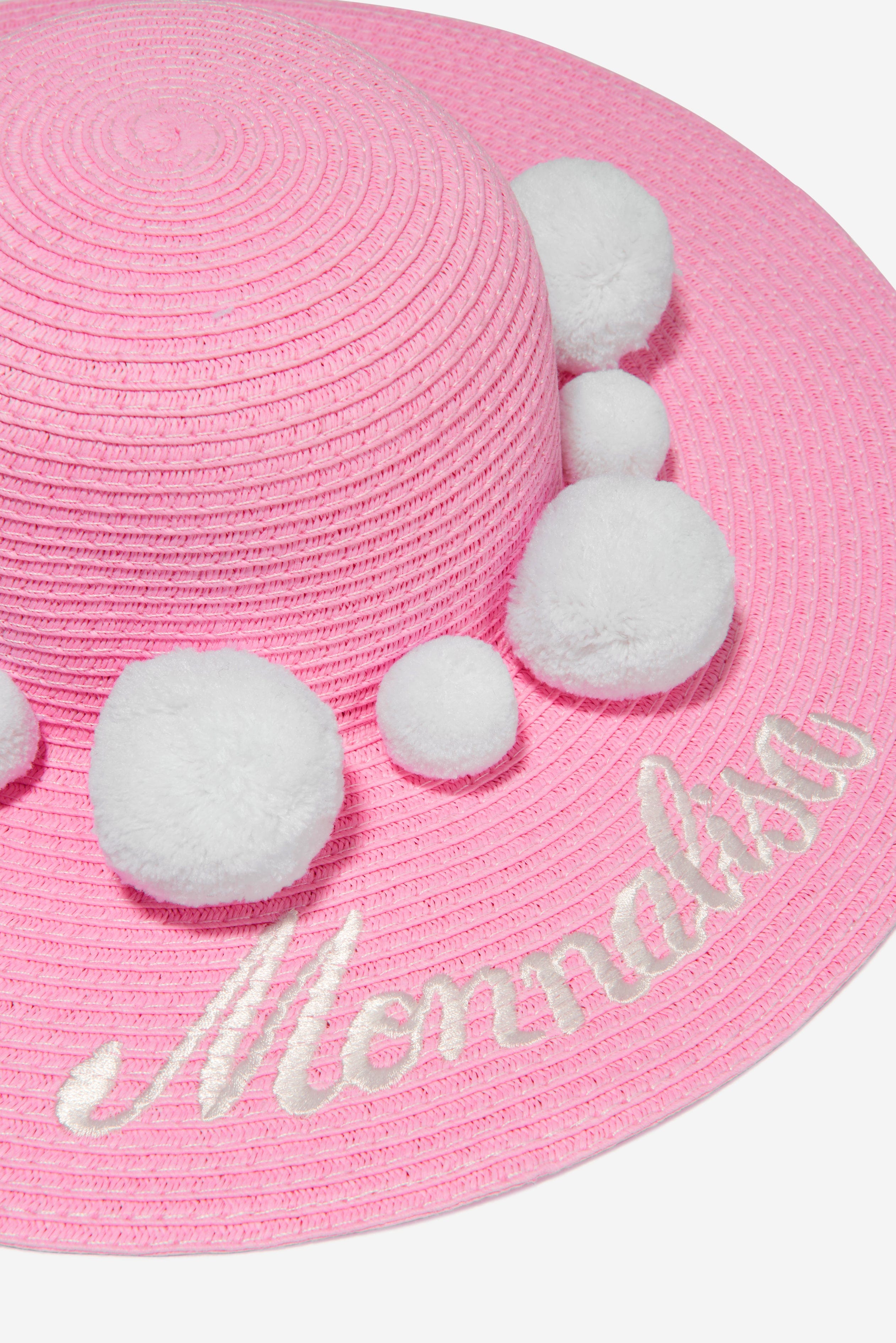 Monnalisa Girls Weaved Hat With Pom Poms