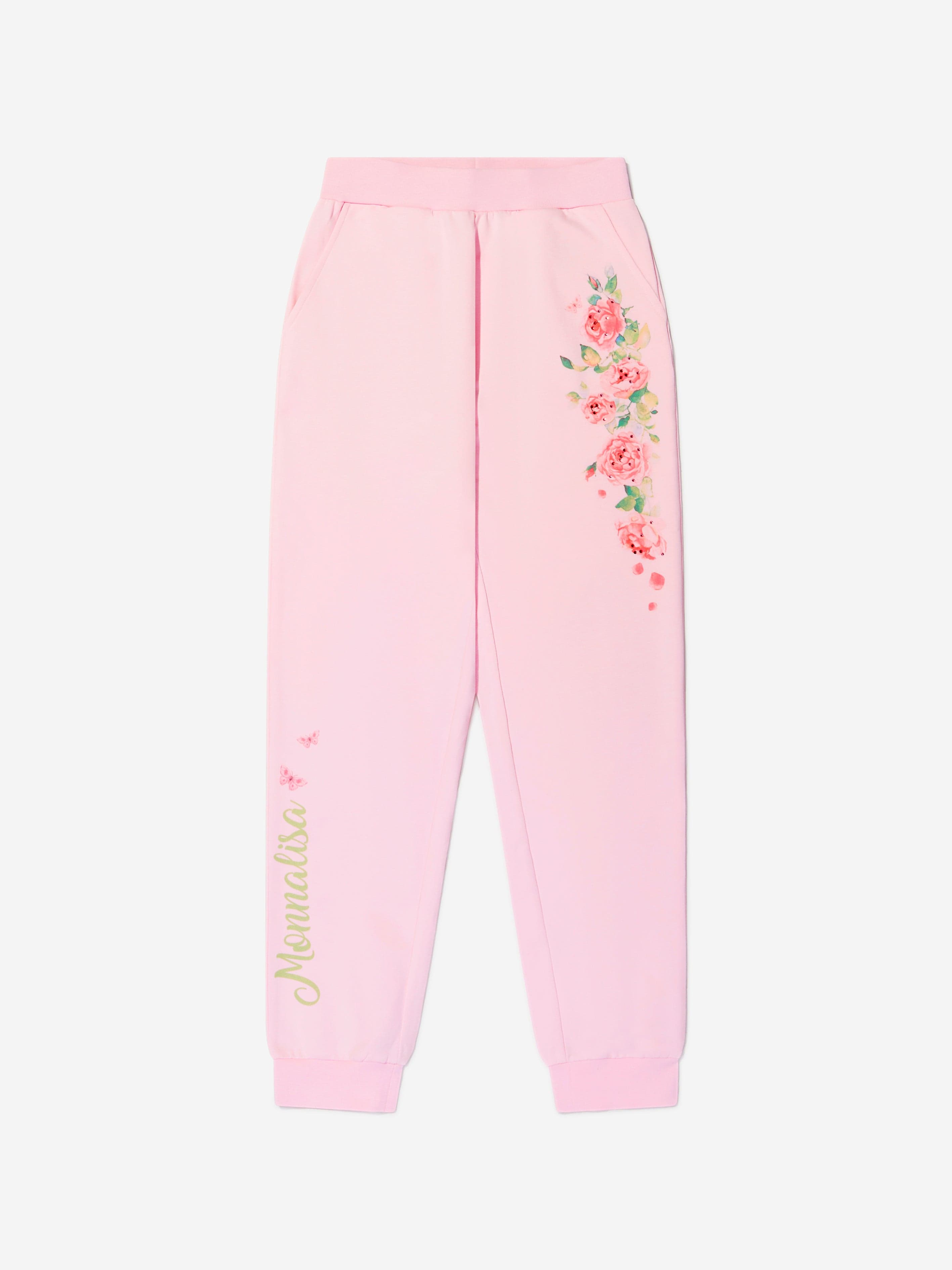 Monnalisa Girls Cotton Rose Joggers