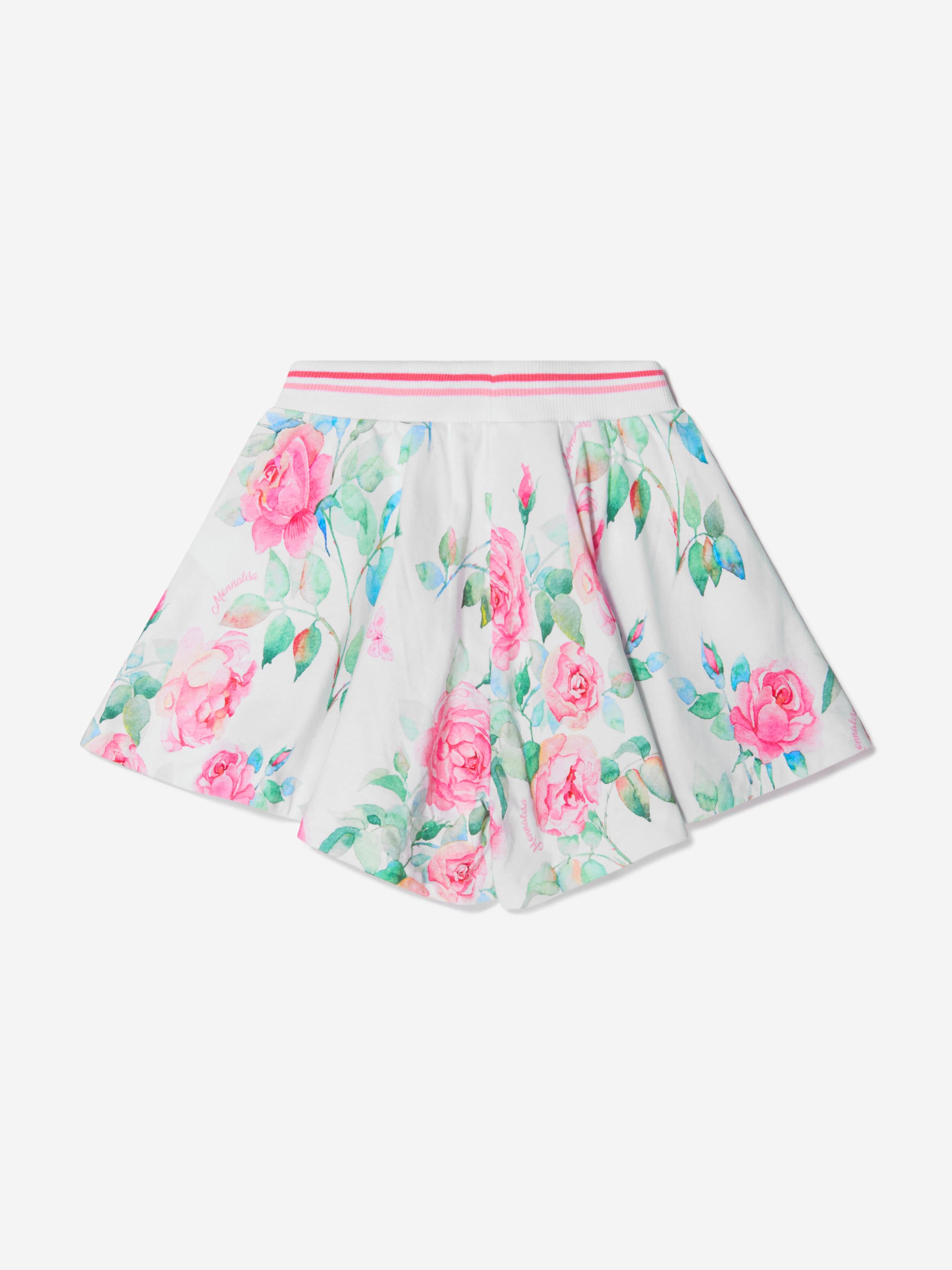 Monnalisa Girls Cotton Rose Bloom Shorts