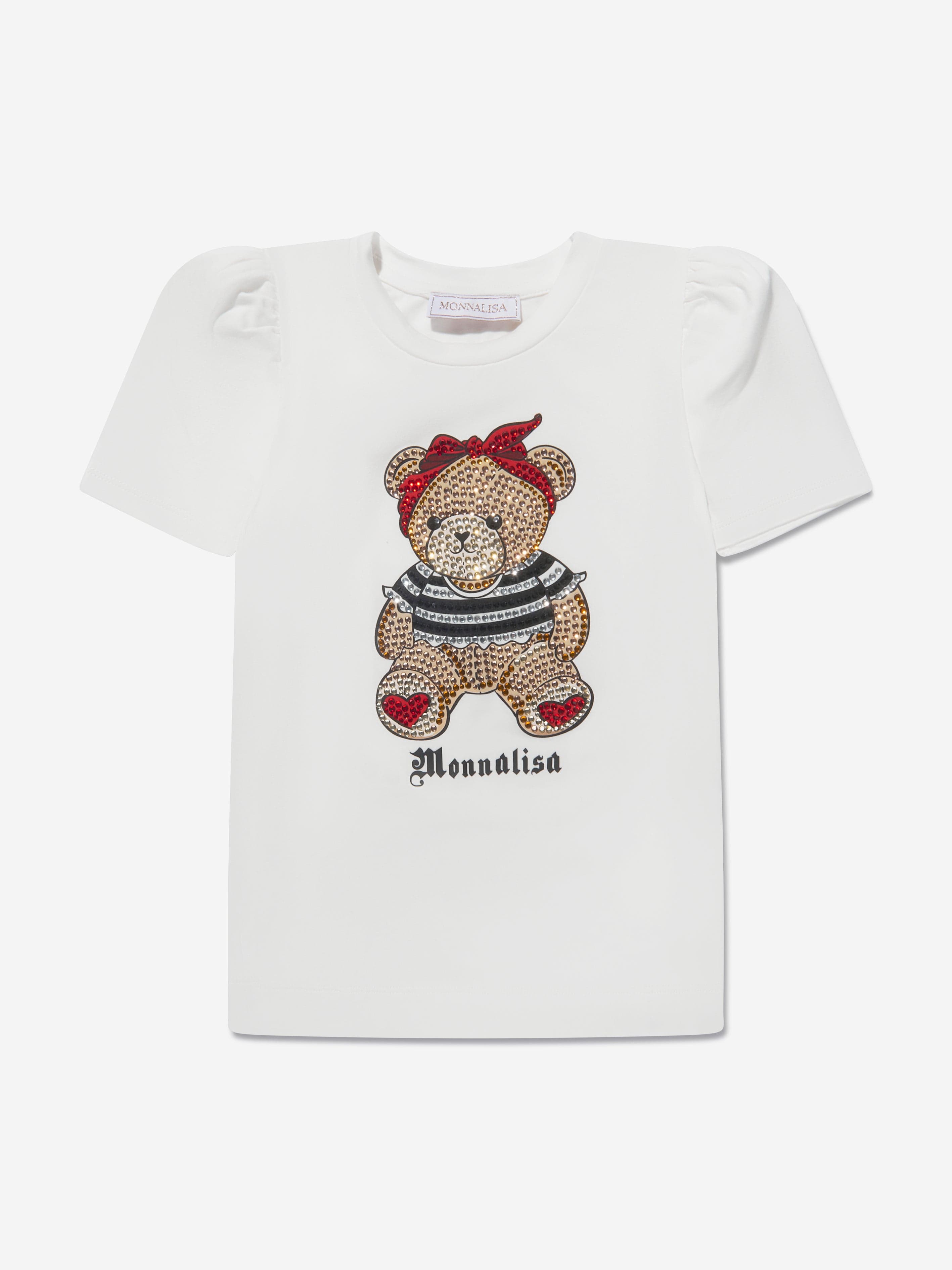 Monnalisa Girls Cotton Jersey Teddy Bear T-Shirt