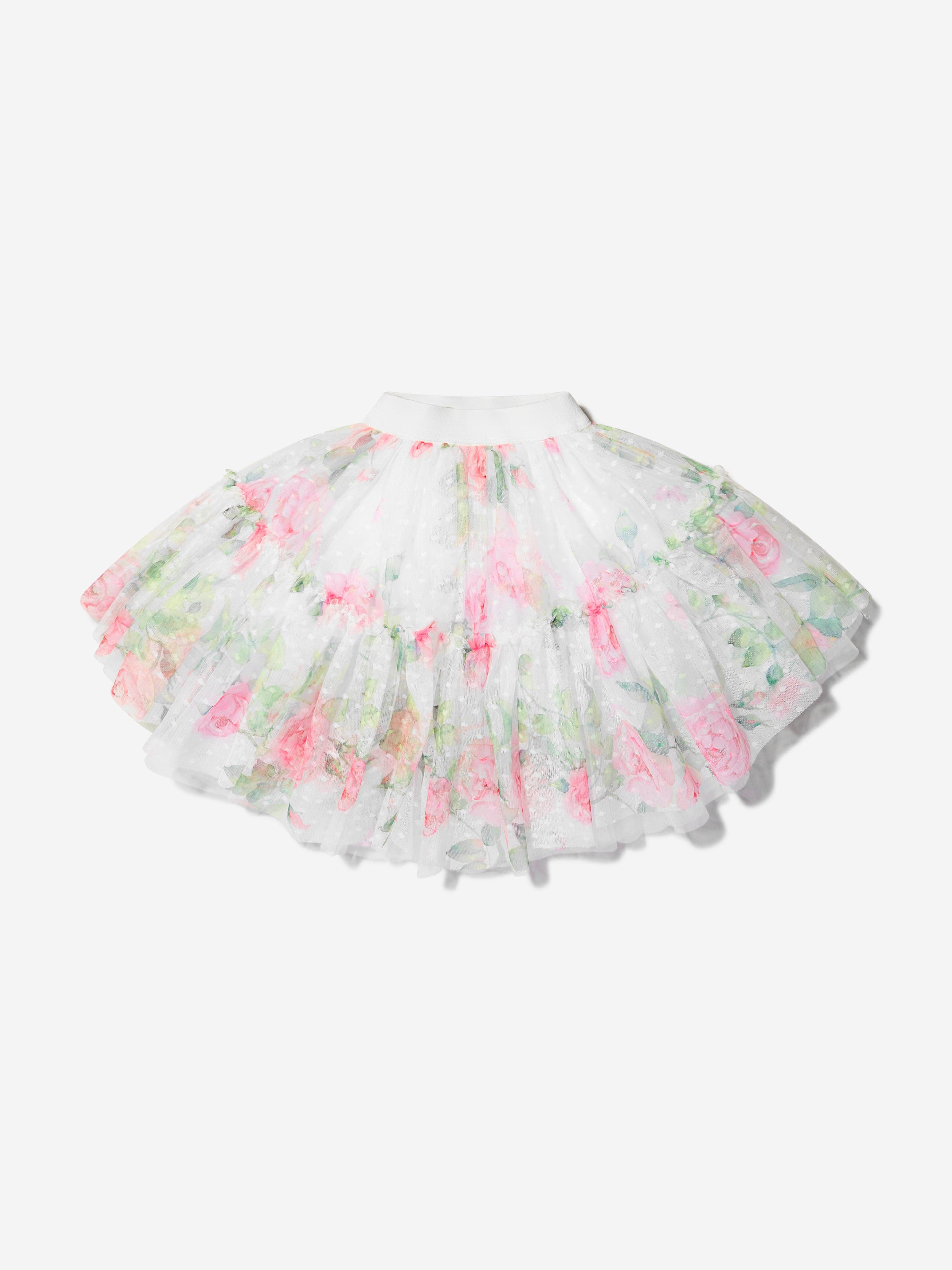 Monnalisa Girls Tulle Rose Bloom Skirt