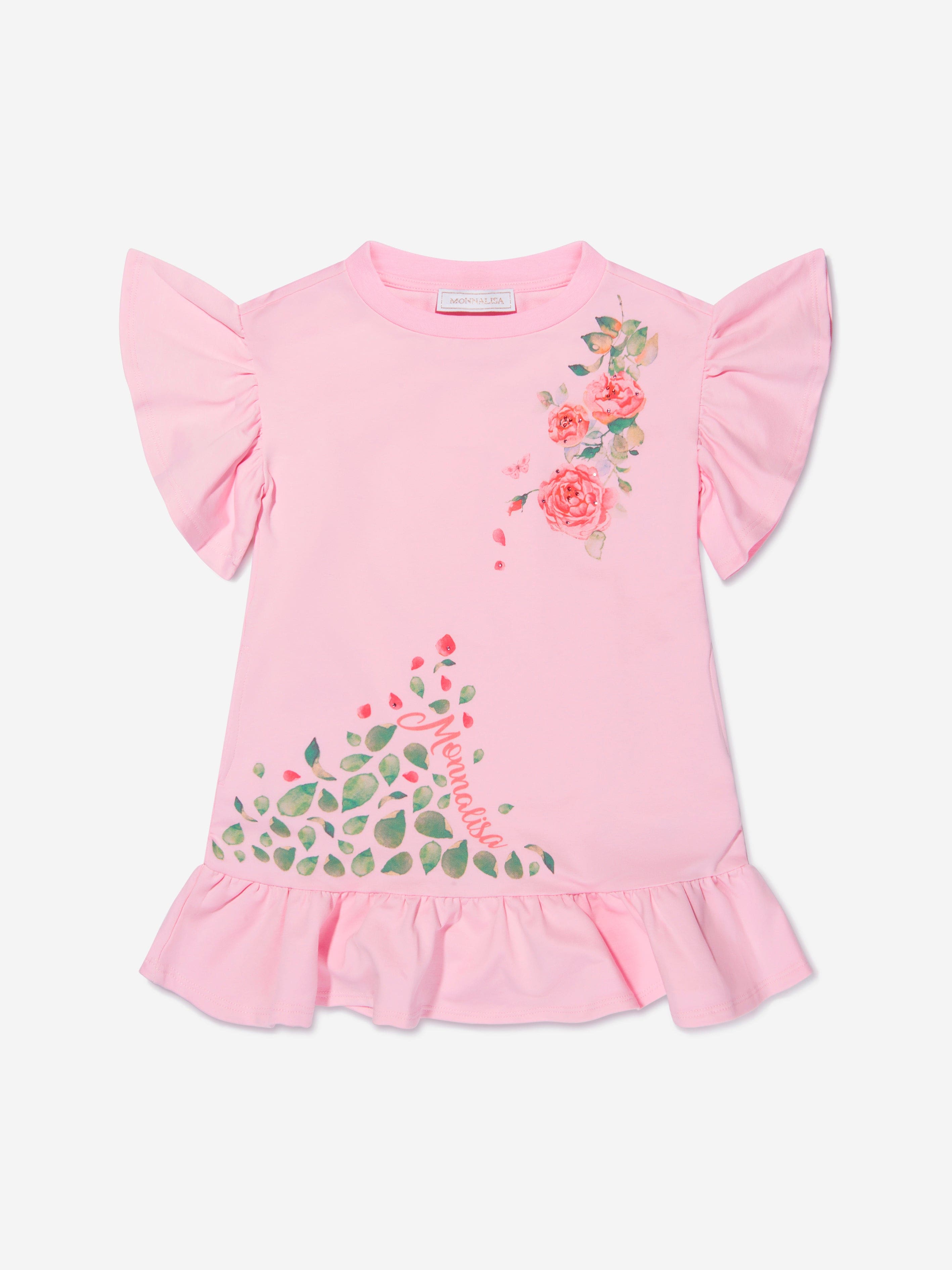 Monnalisa Girls Cotton Rose Print Dress