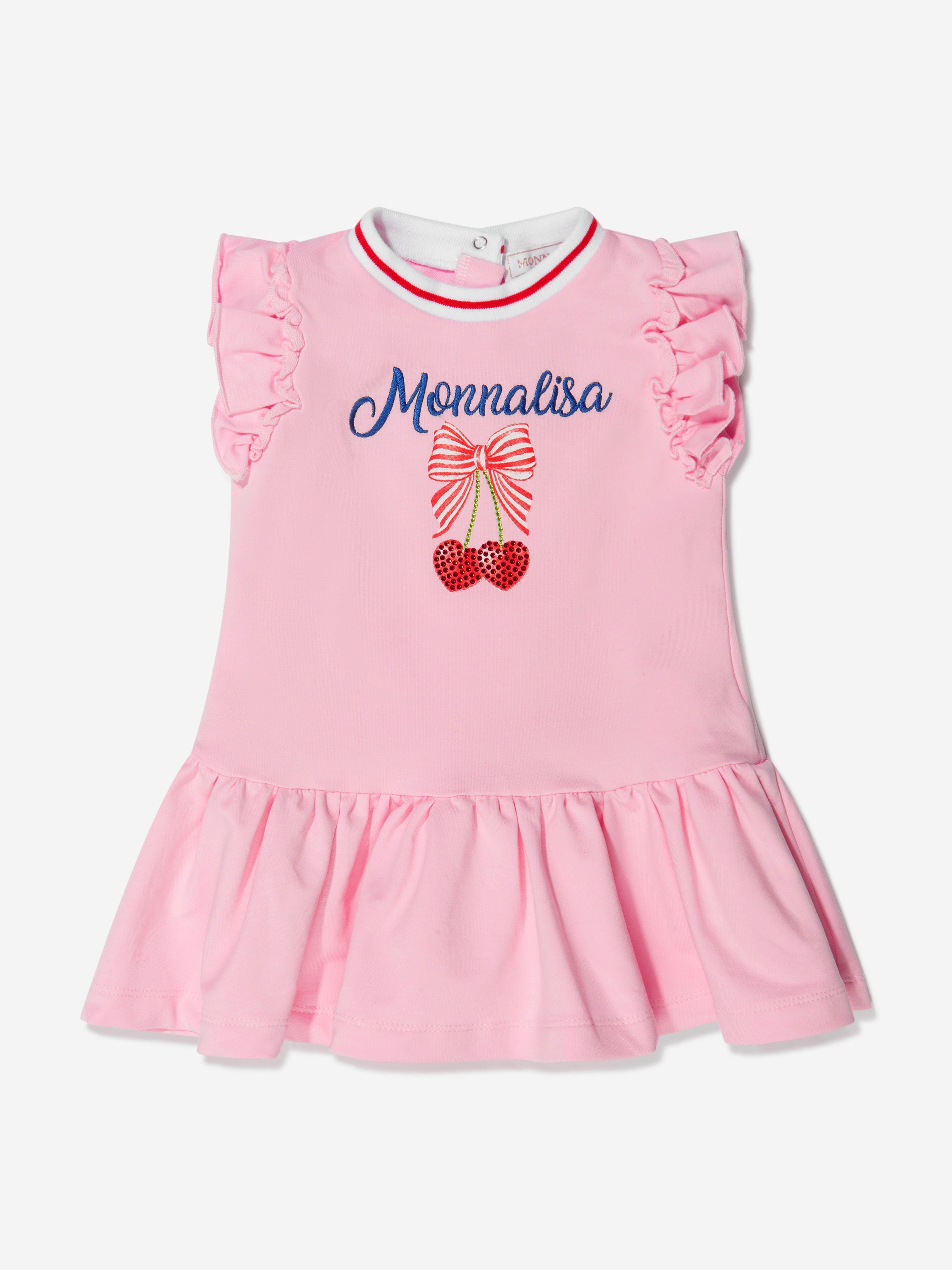 Monnalisa Baby Girls Cotton Cherry Print Sleeveless Dress