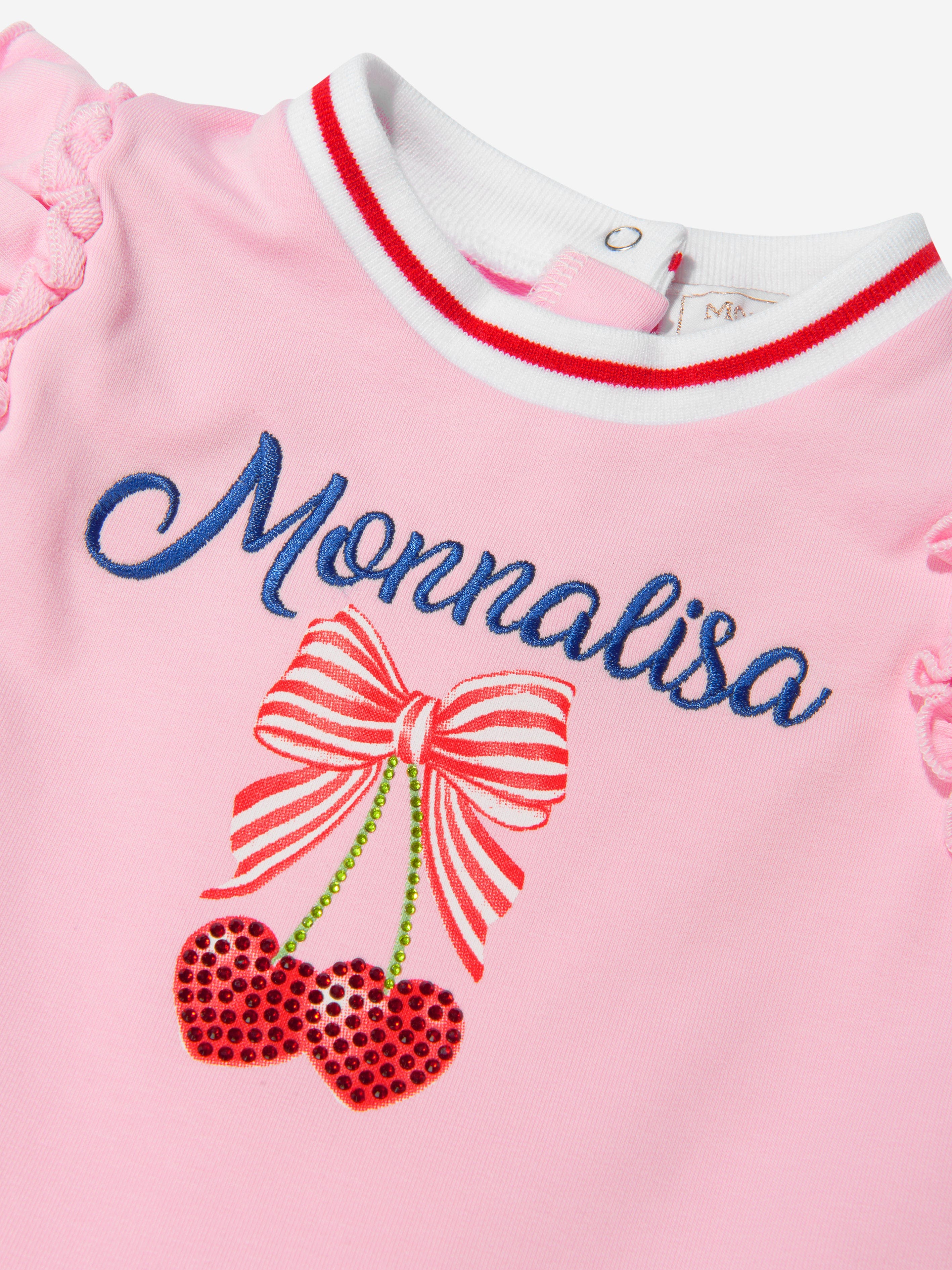 Monnalisa Baby Girls Cotton Cherry Print Sleeveless Dress