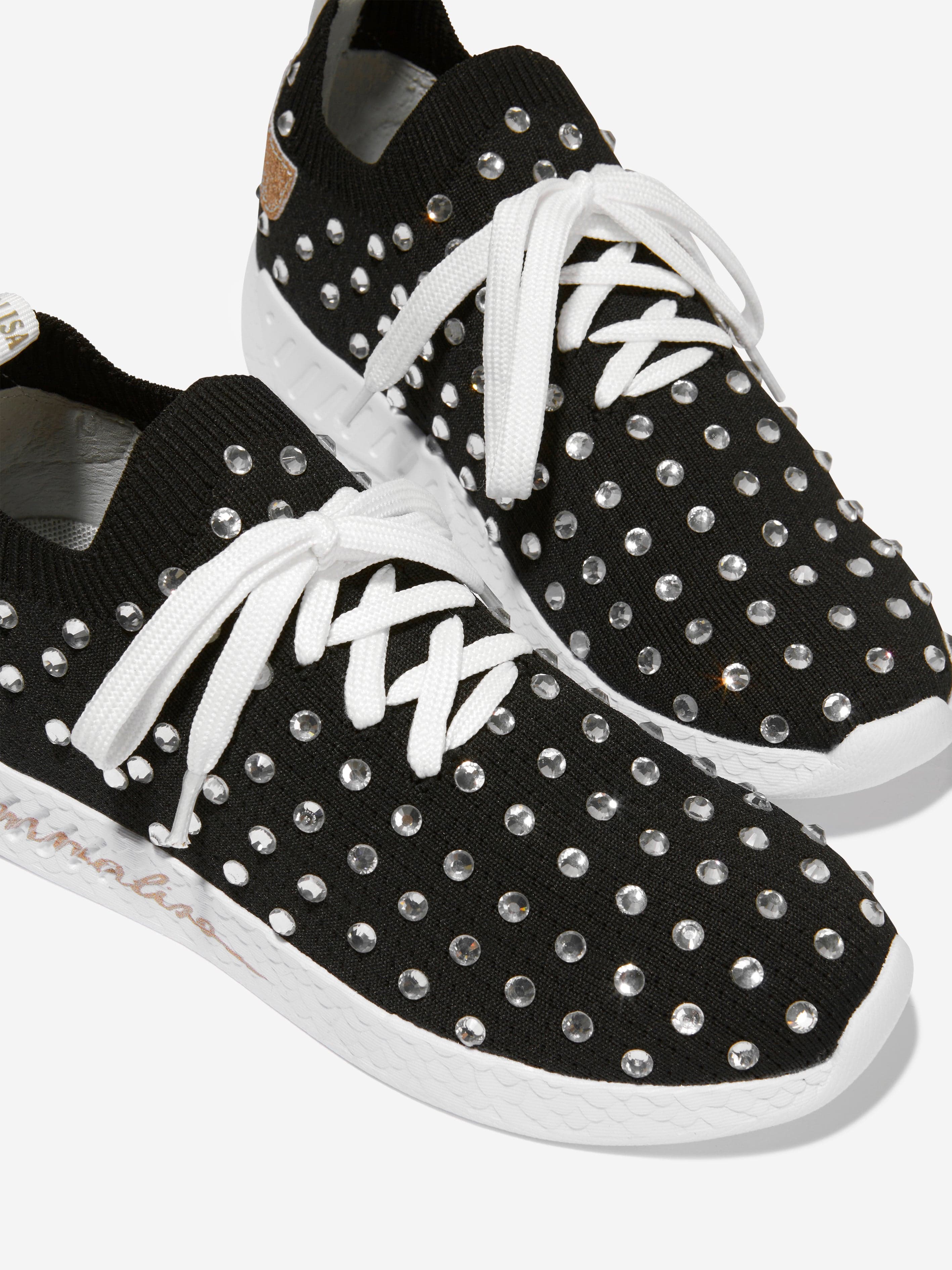 Monnalisa Girls Diamante Lace Up Trainers