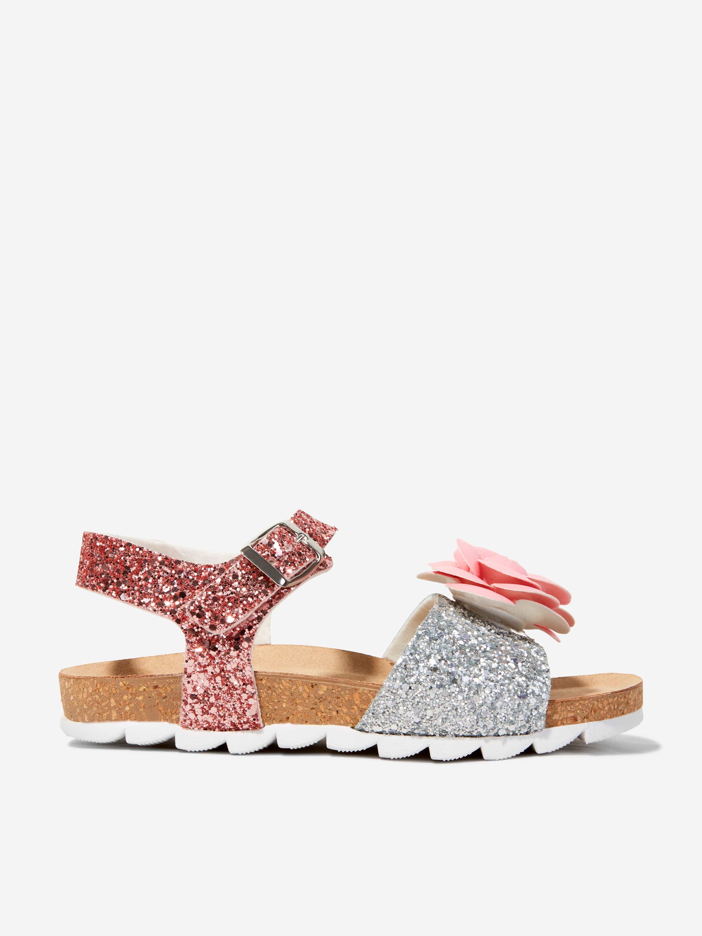 Monnalisa Girls Glitter Rose Sandals