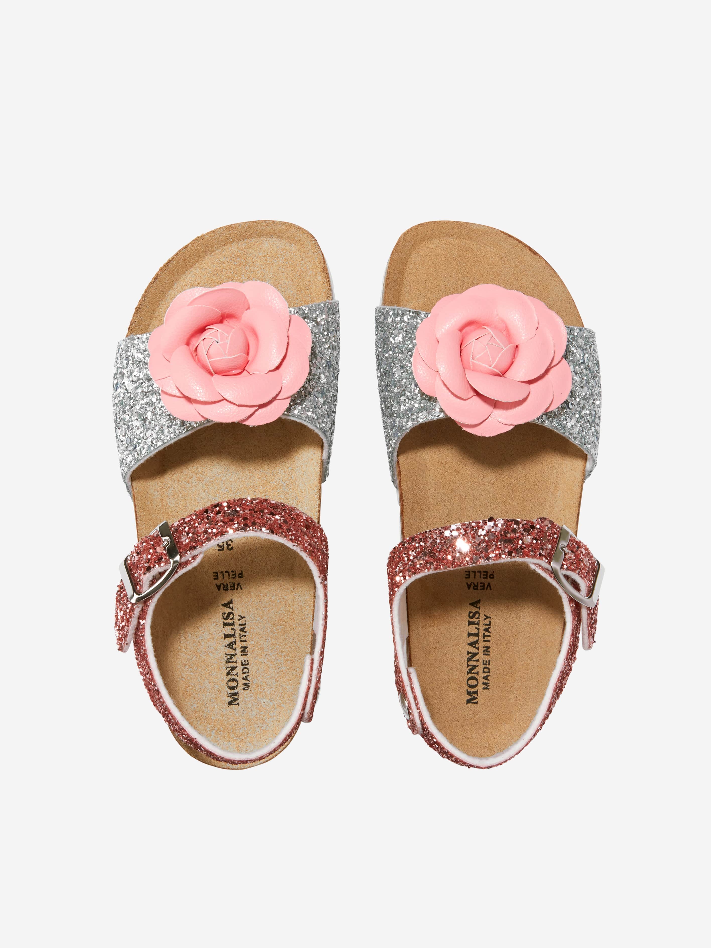 Monnalisa Girls Glitter Rose Sandals