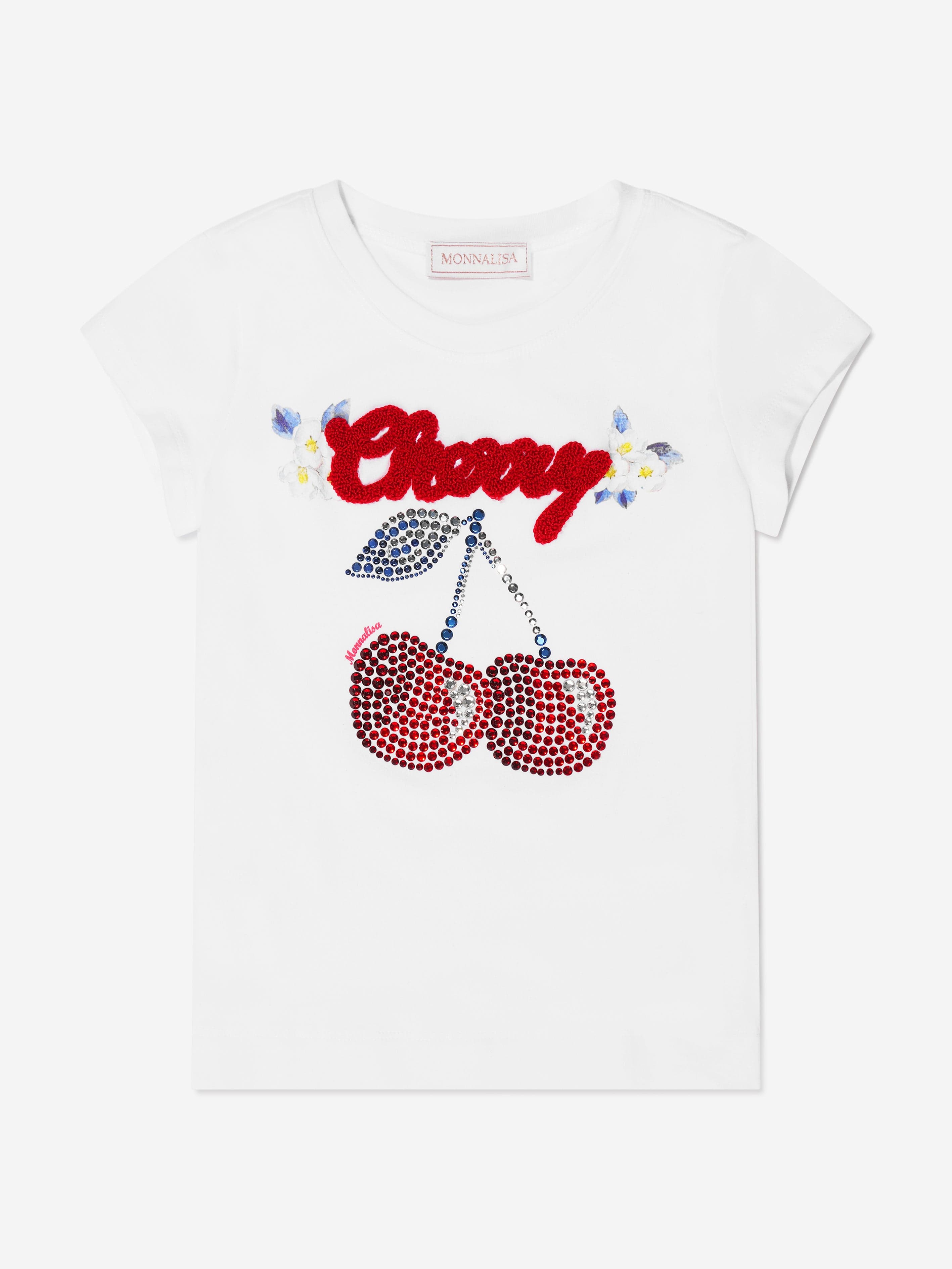 Monnalisa Girls Cherry T-Shirt In White