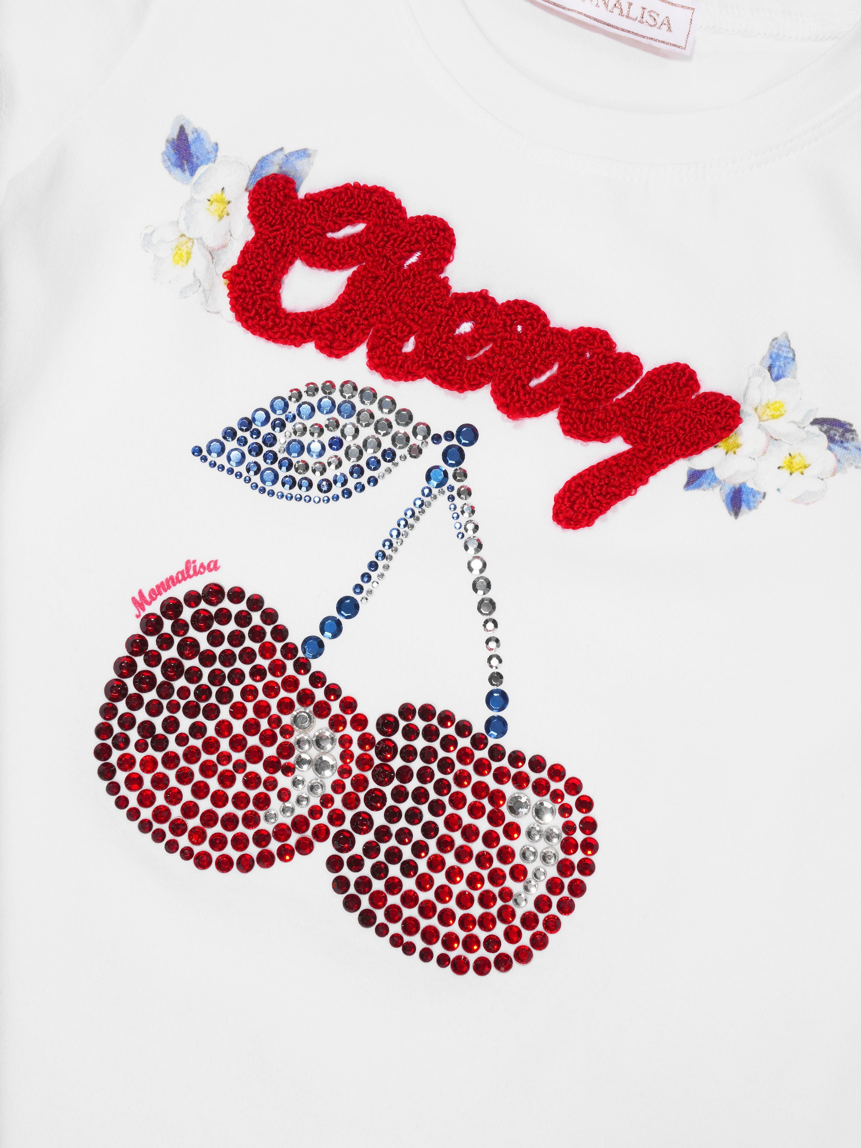 Monnalisa Girls Cherry T-Shirt In White