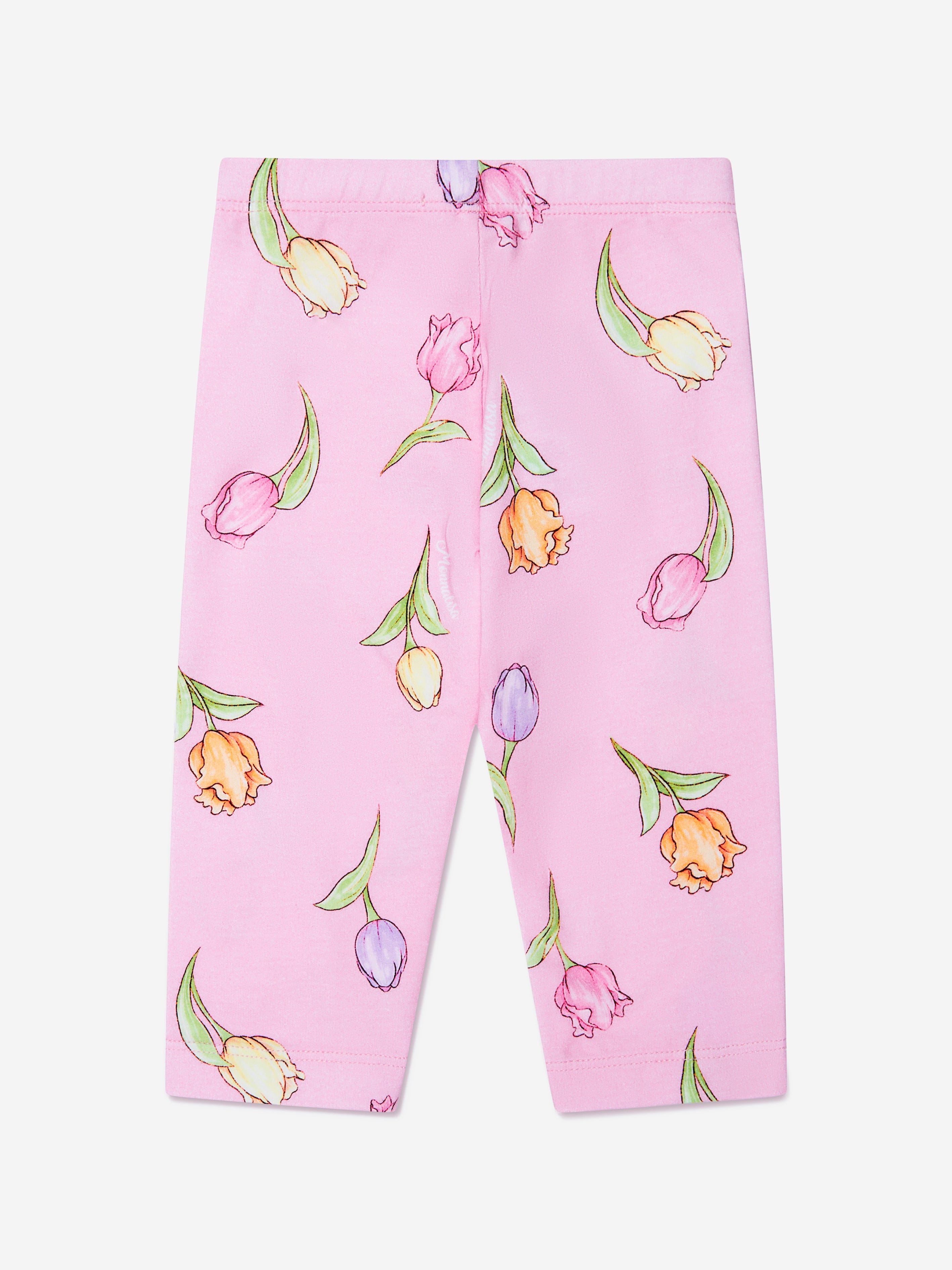 Monnalisa Baby Girls Tulip Print Leggings In Pink