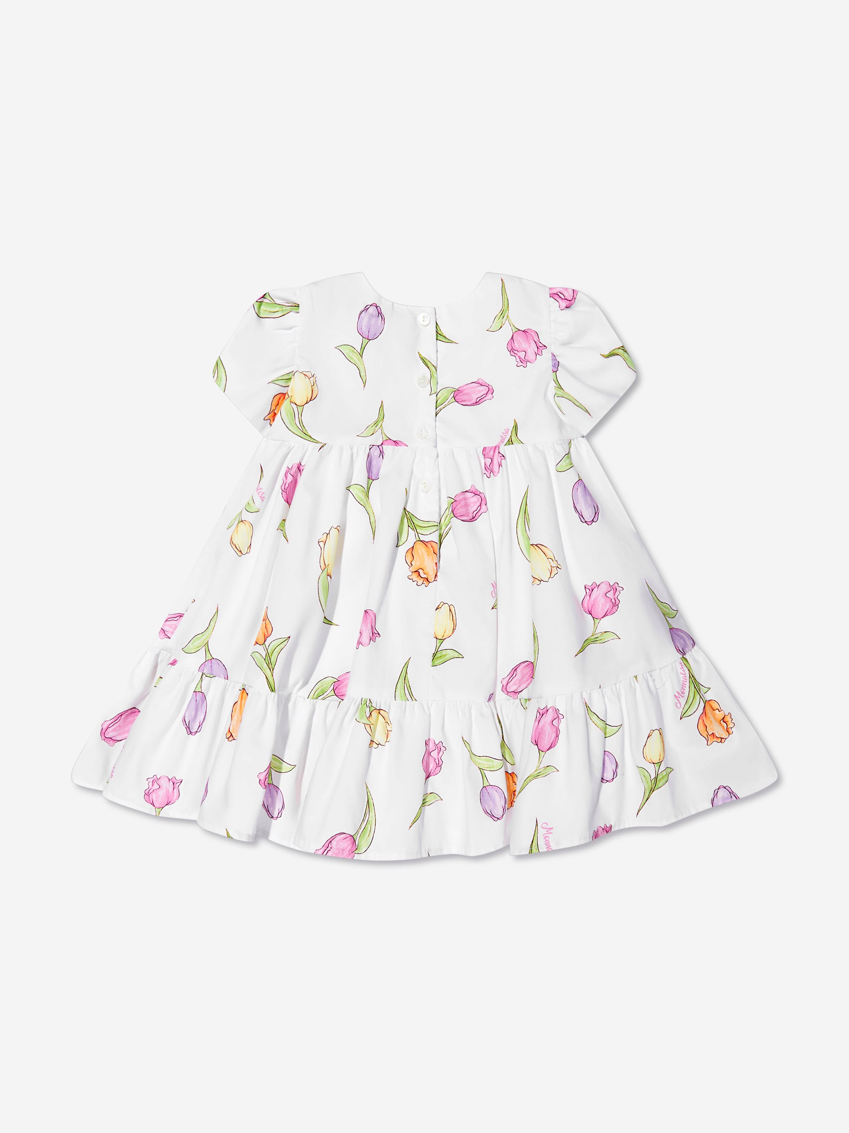 Monnalisa Baby Girls Tulip Print Dress In White