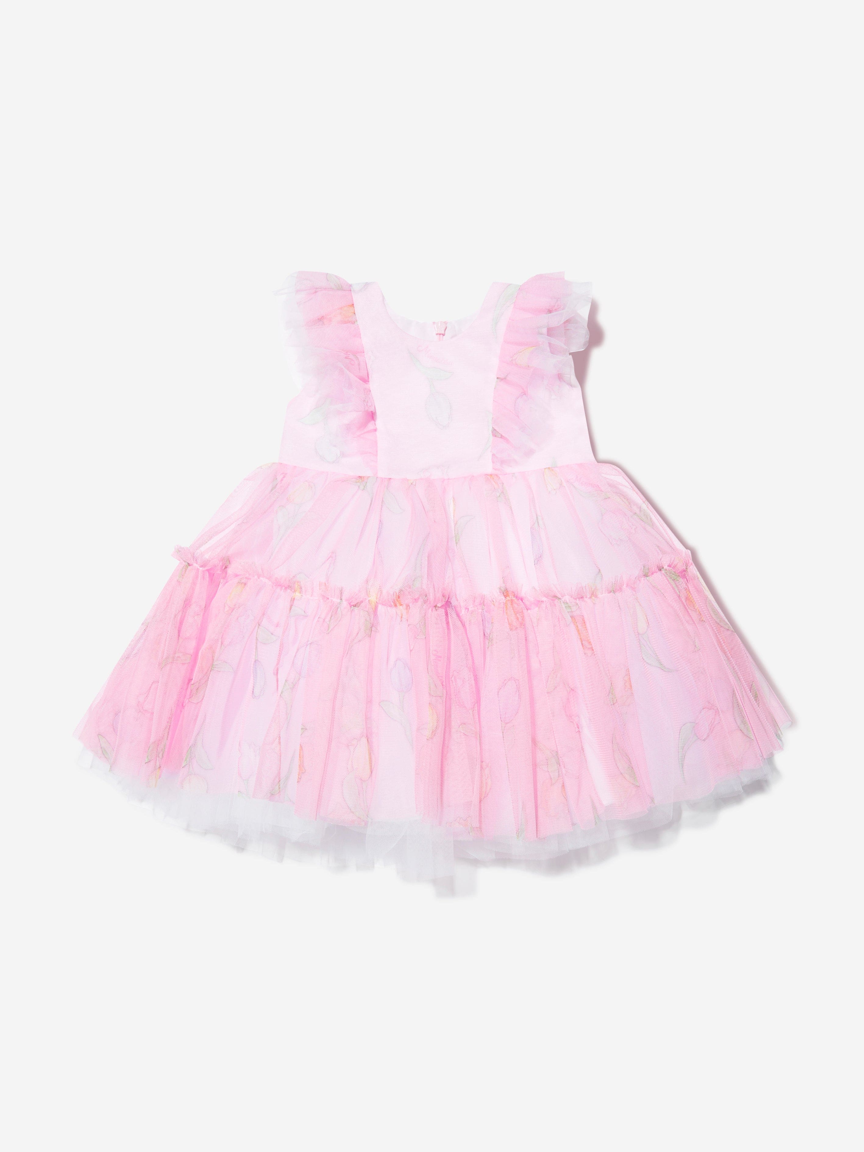 Monnalisa Baby Girls Tulip Tulle Dress In Pink