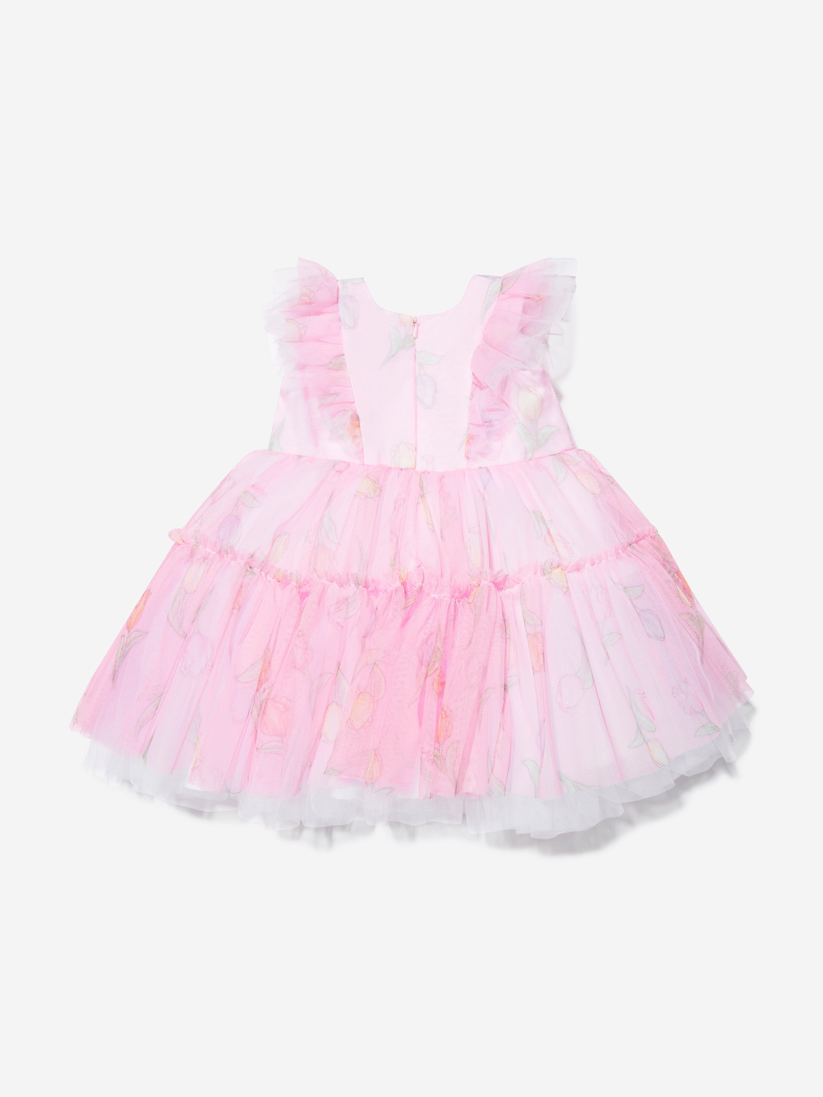 Monnalisa Baby Girls Tulip Tulle Dress In Pink