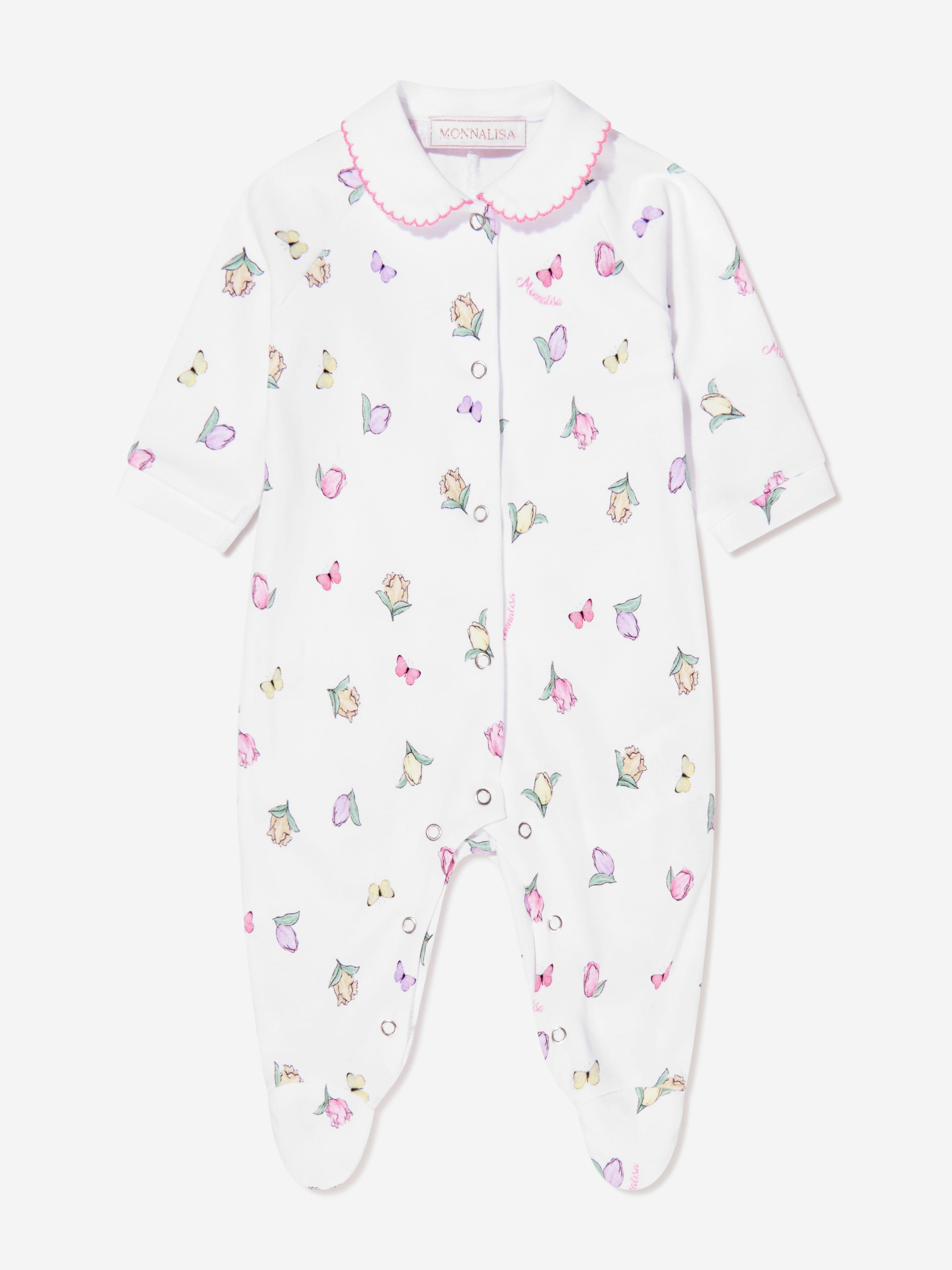 Monnalisa Baby Girls Butterflies Babygrow In White