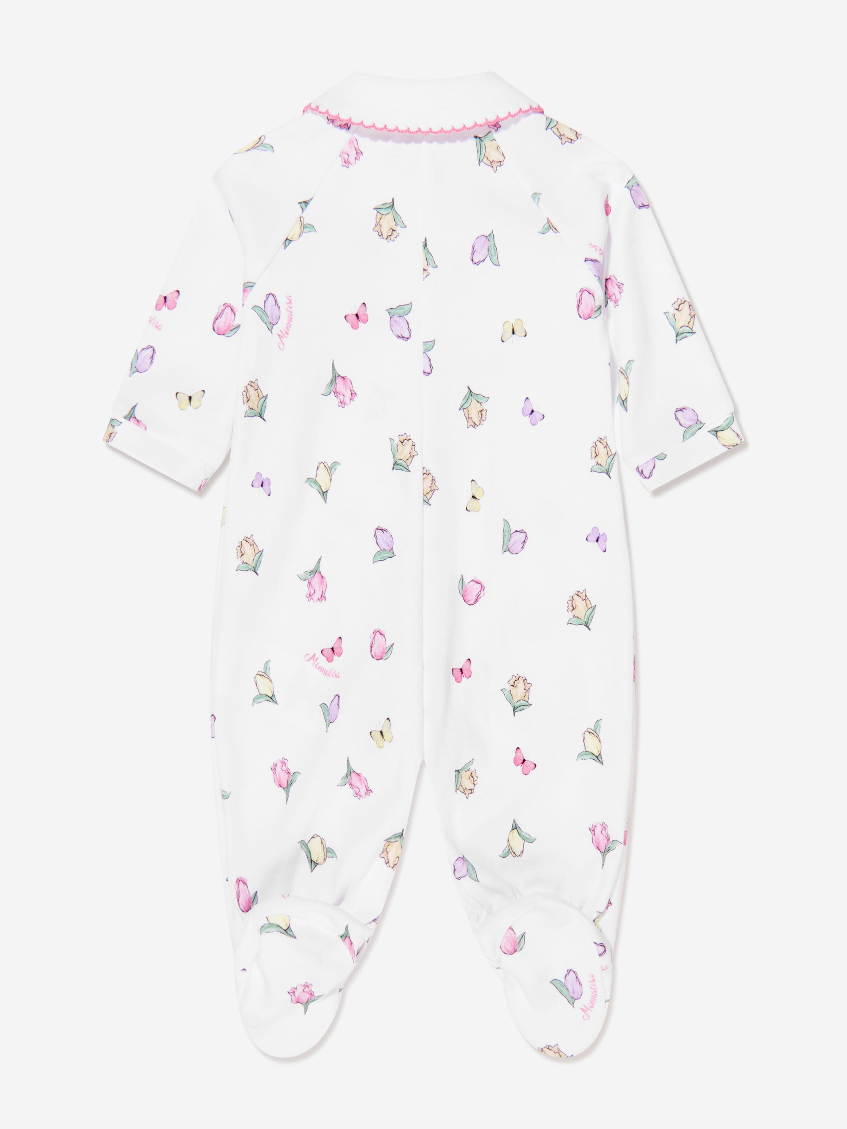 Monnalisa Baby Girls Butterflies Babygrow In White