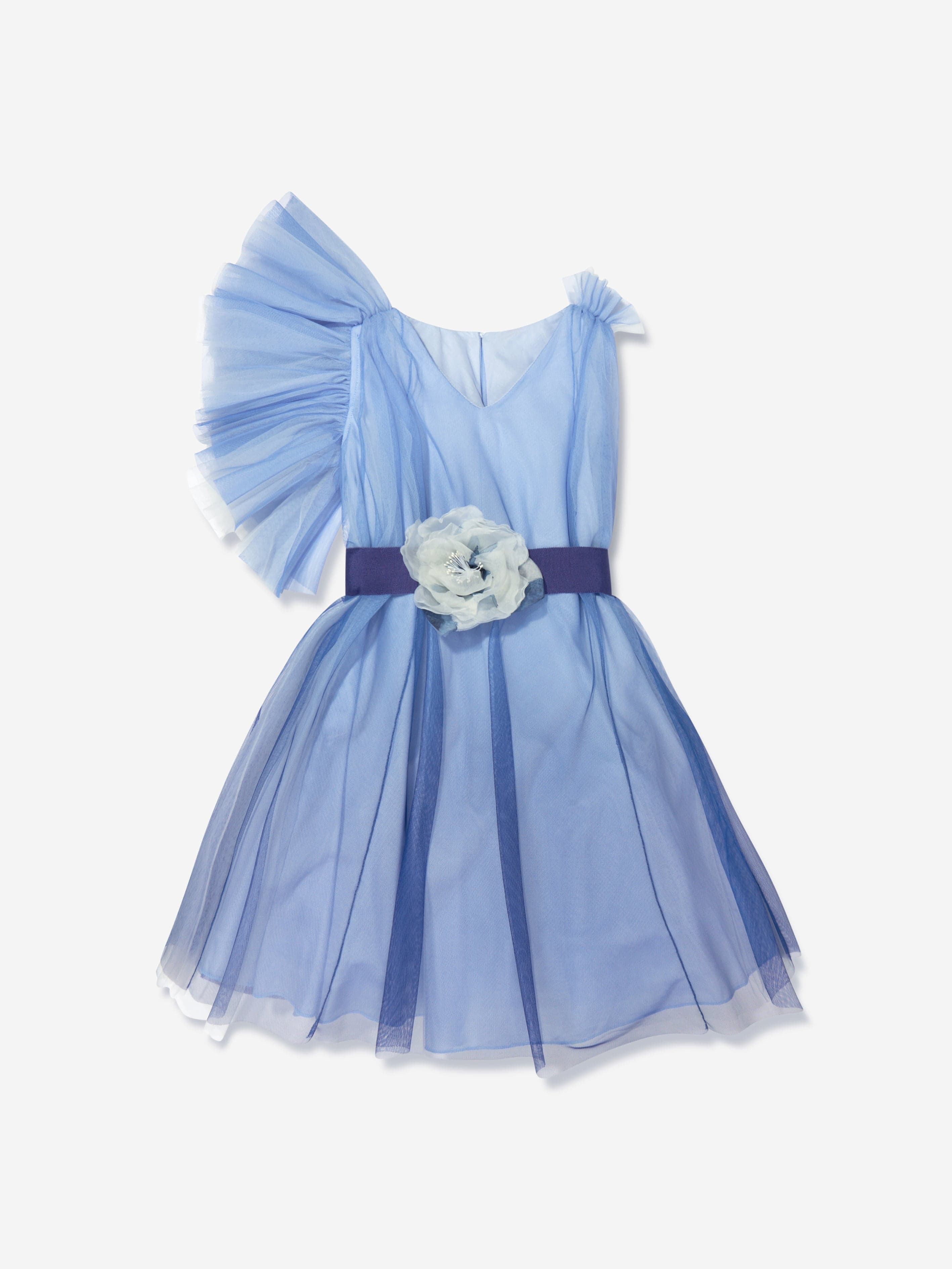 Monnalisa Girls Tulle Rose Dress In Blue