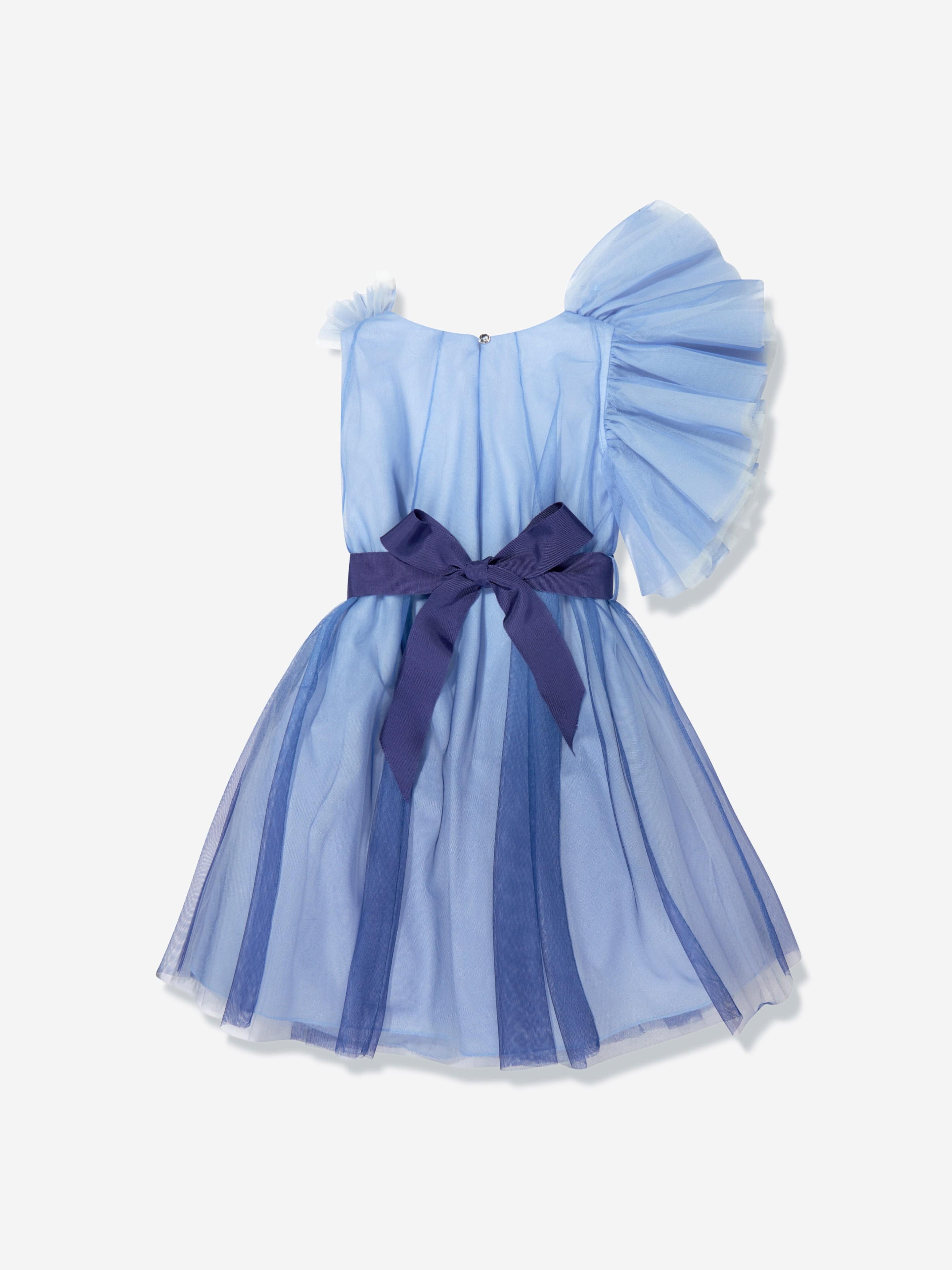 Monnalisa Girls Tulle Rose Dress In Blue