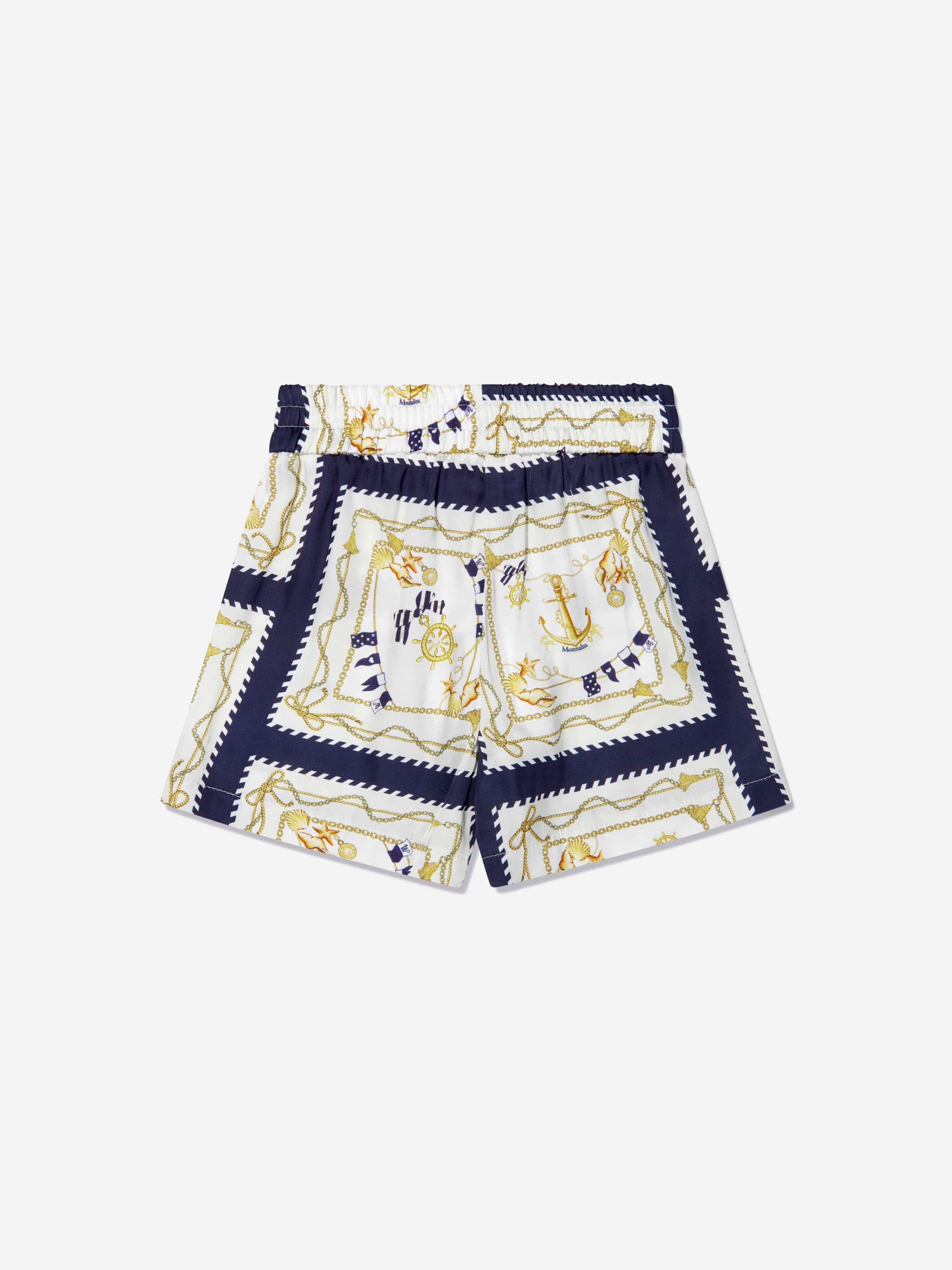 Monnalisa Girls Nautical Foulard Shorts in White