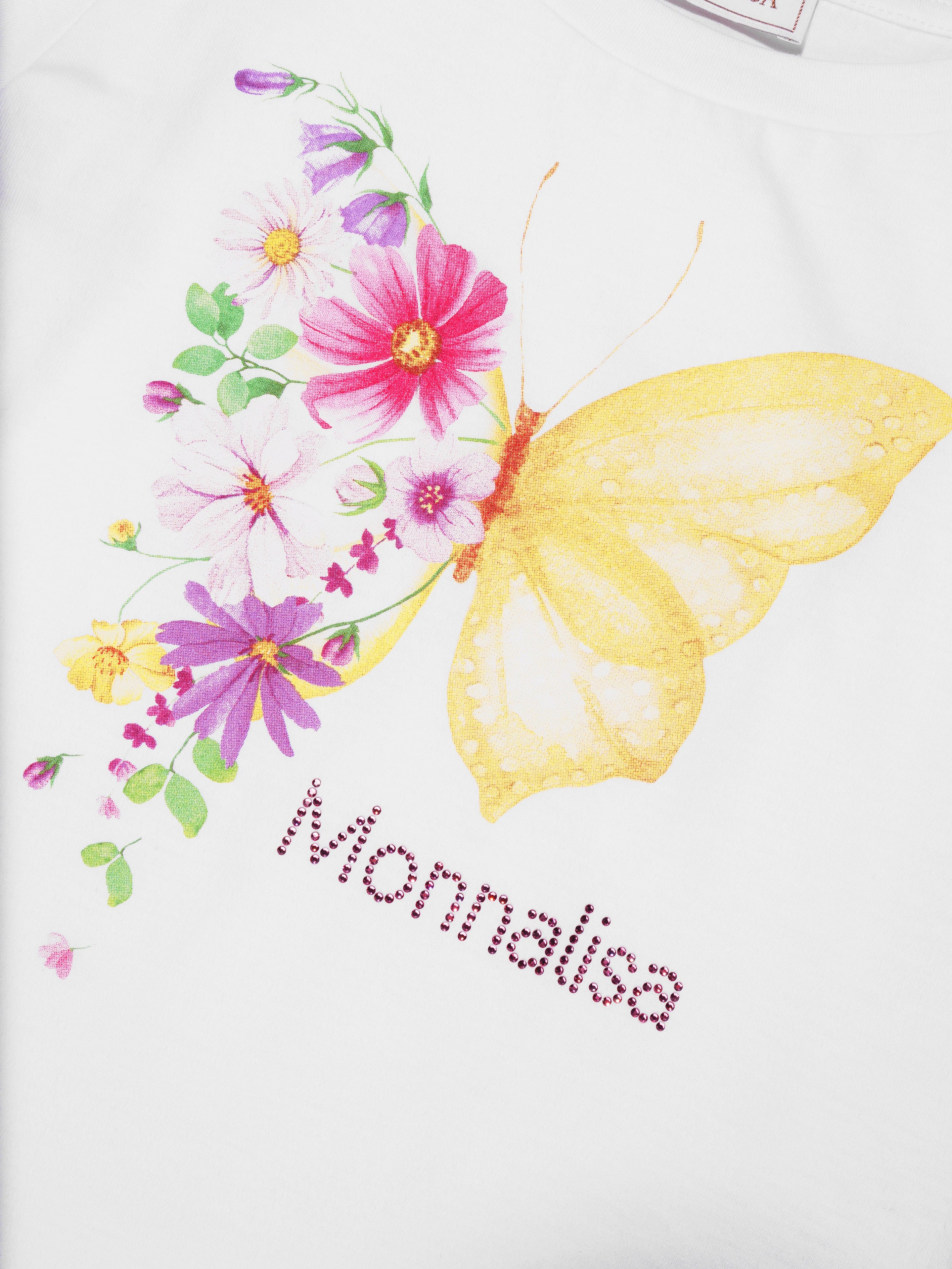 Monnalisa Girls Floral Butterfly T-Shirt in White