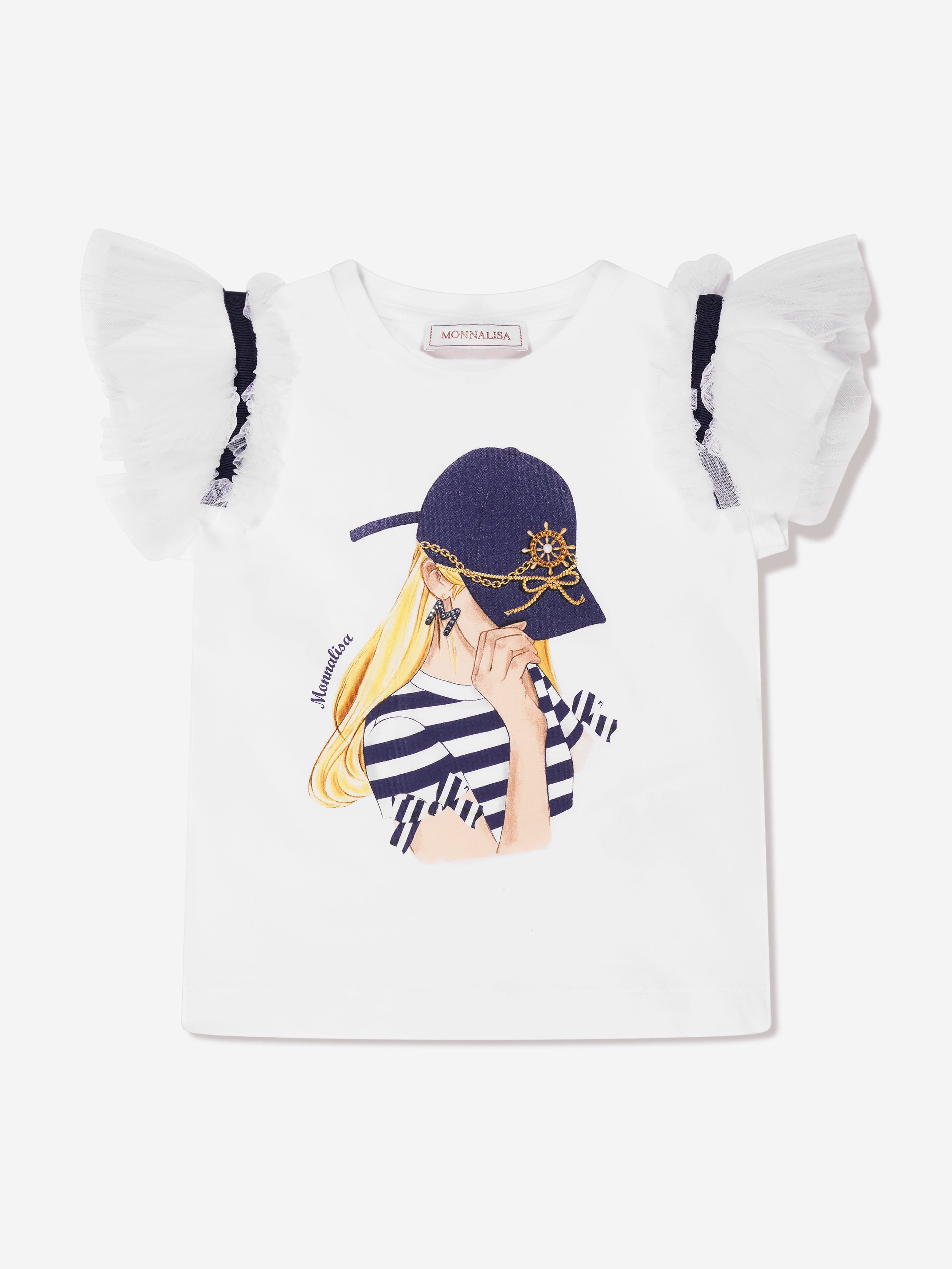 Monnalisa Girls Seafarer T-Shirt in White